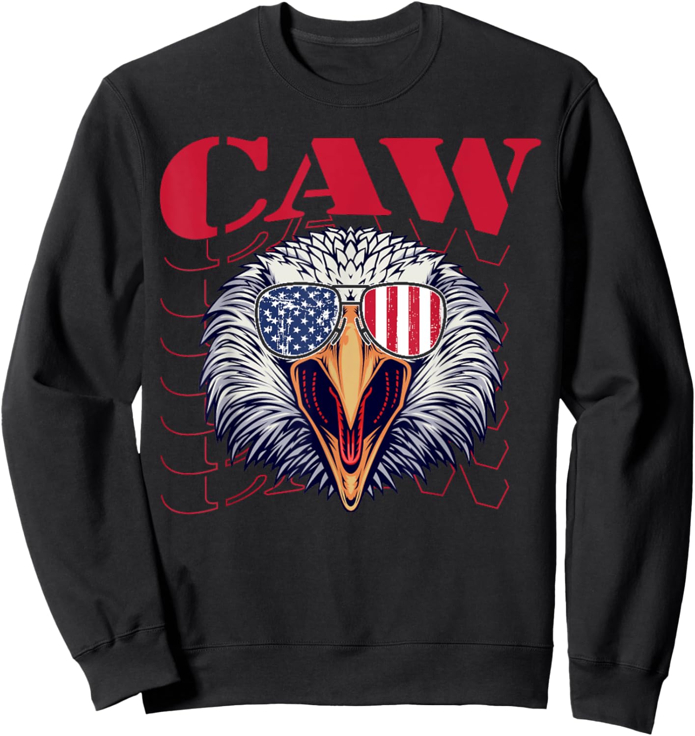 4th Of July Eagle Caw Retro American Flag Sweatshirt - Sweatshirt | Black
