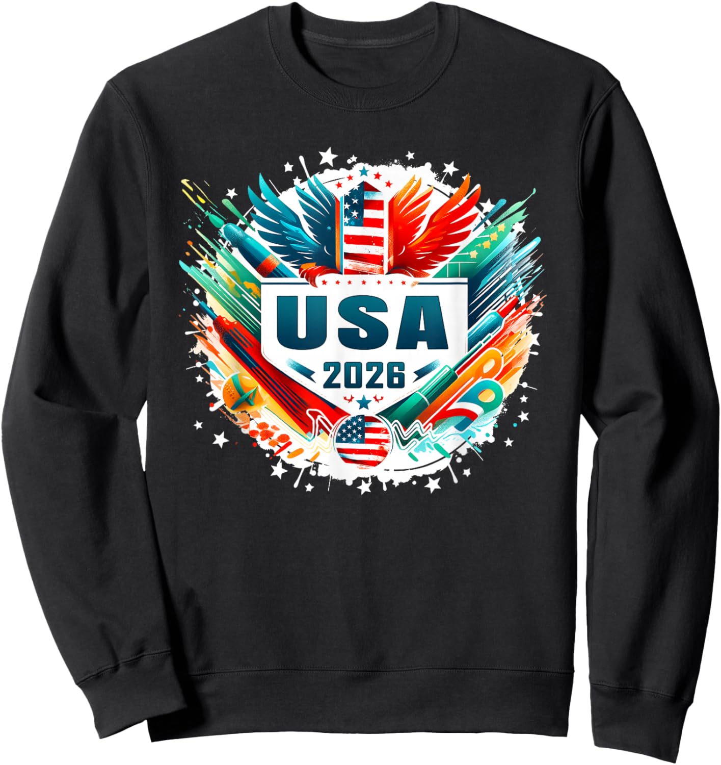 American Flag USA Player 2026 Men Women Boys Kids USA 2026 Sweatshirt - Sweatshirt | Black