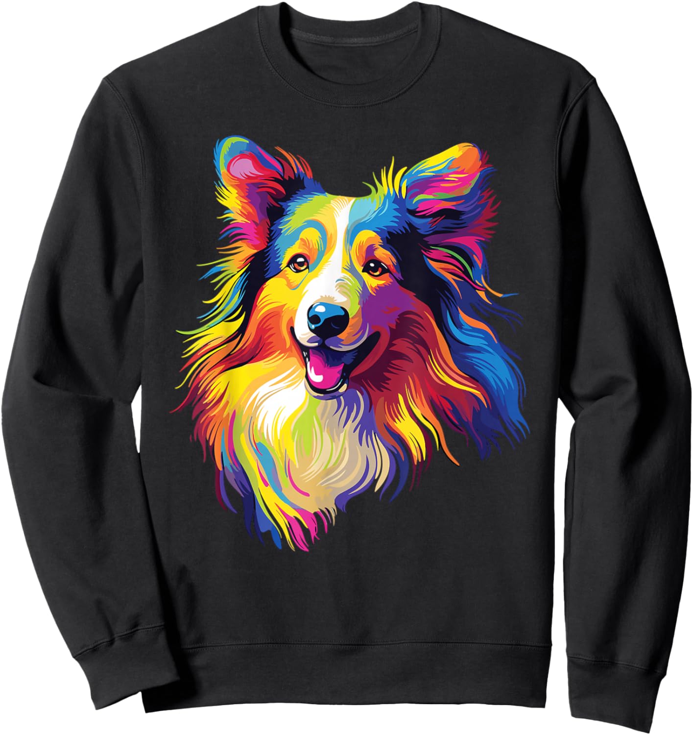 Watercolor Colorful Collie Dogs Sweatshirt - Sweatshirt | Black