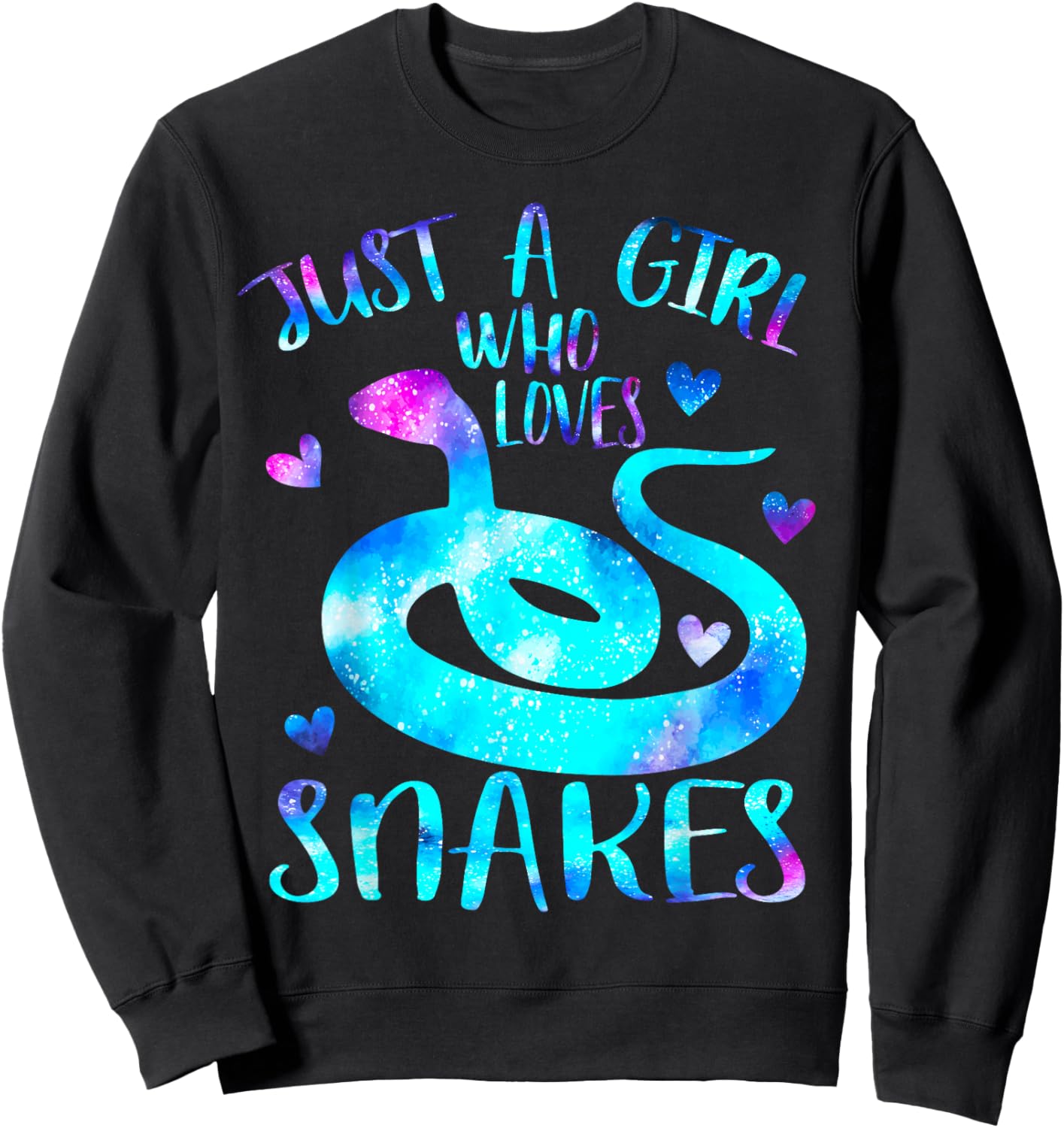 Just a Girl Who Loves Snakes Theme Cute Snake Lover Galaxy Sweatshirt - Sweatshirt | Black