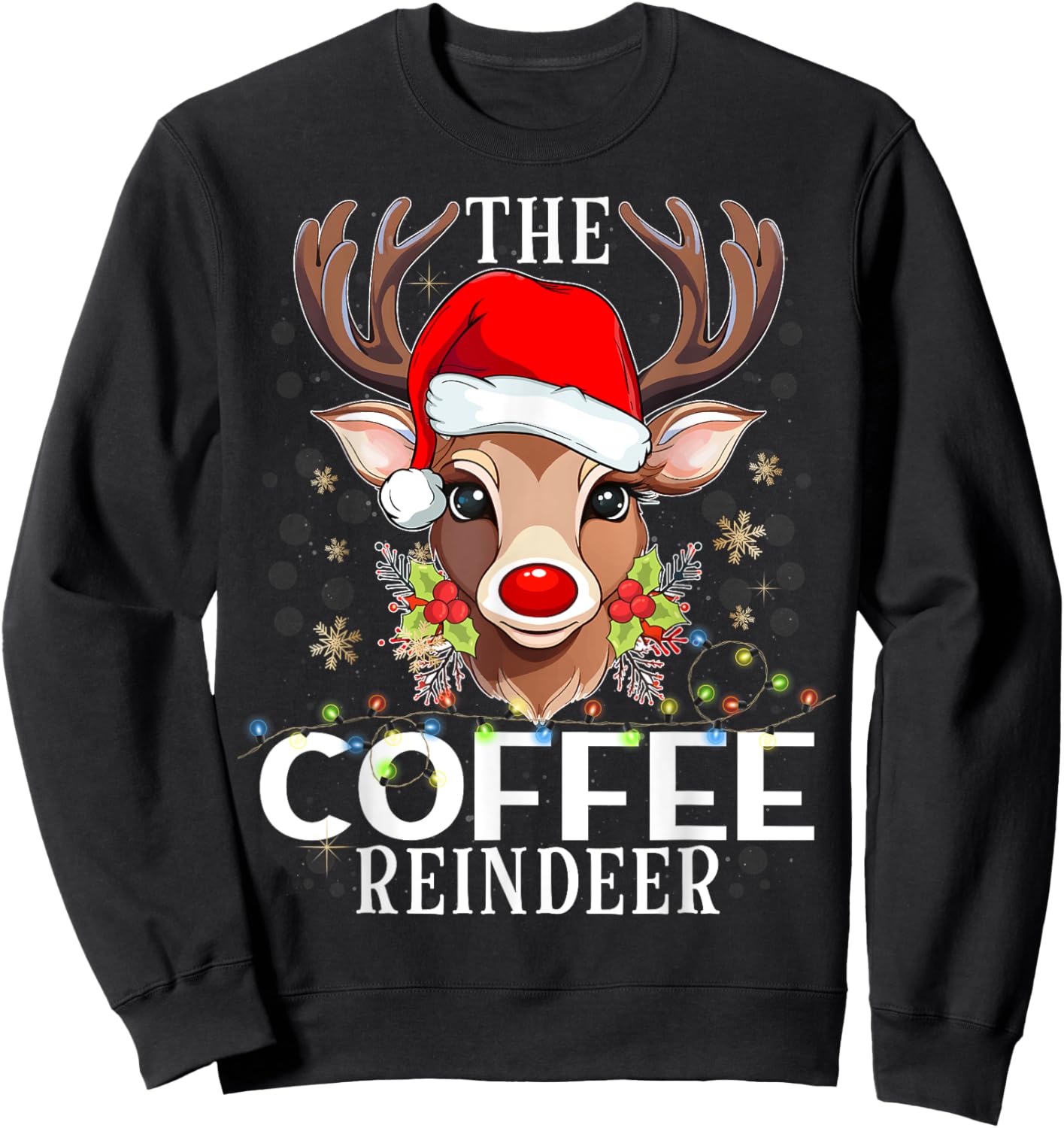 Matching Christmas The Coffee Reindeer Family Sweatshirt - Sweatshirt | Black
