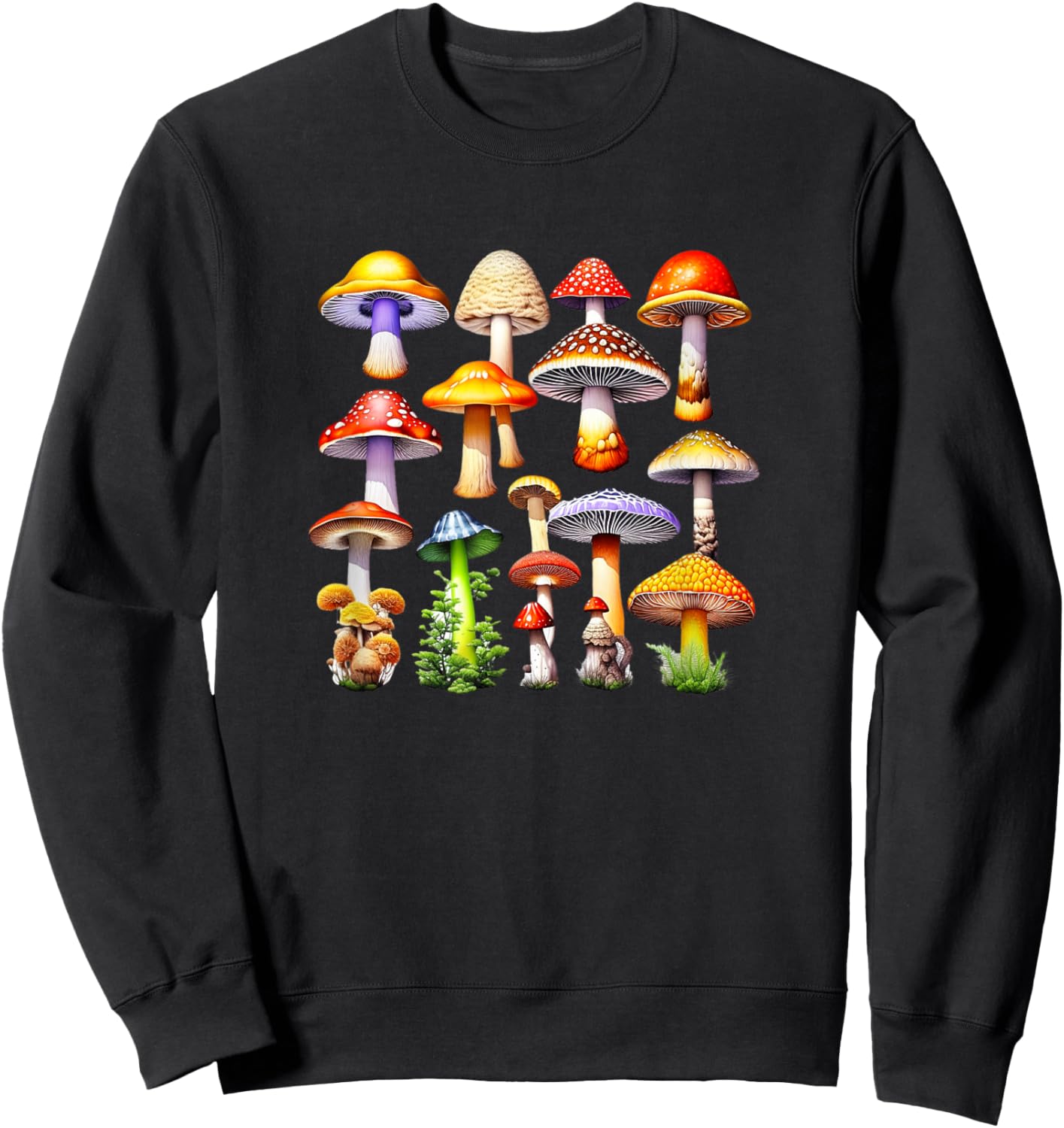 Mushroom Gobblincore Nature Aesthetic Earthy Hiking Sweatshirt - Sweatshirt | Black