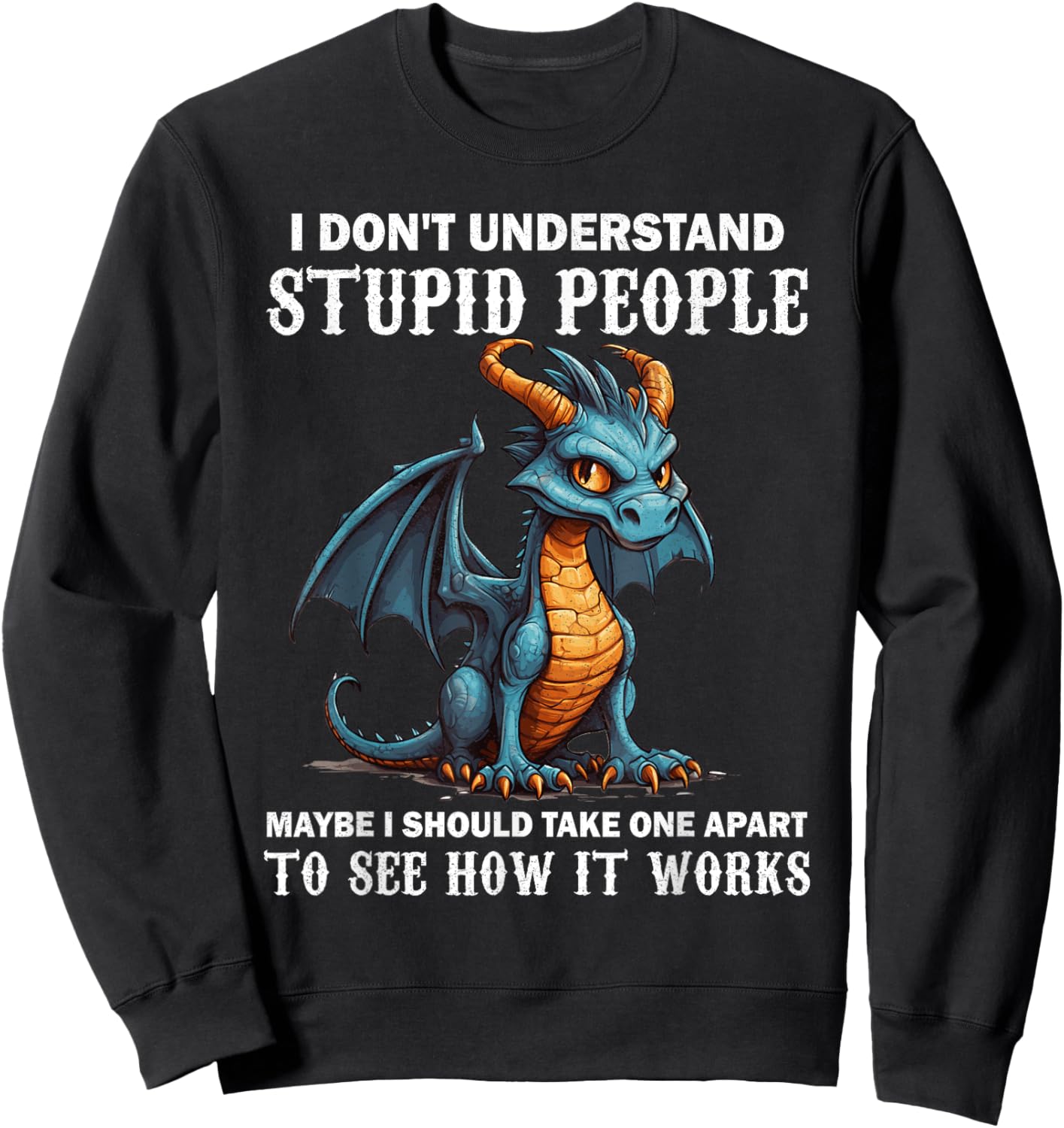 I Don't Understand Stupid People Cute Dragons Lover Funny Sweatshirt - Sweatshirt | Black