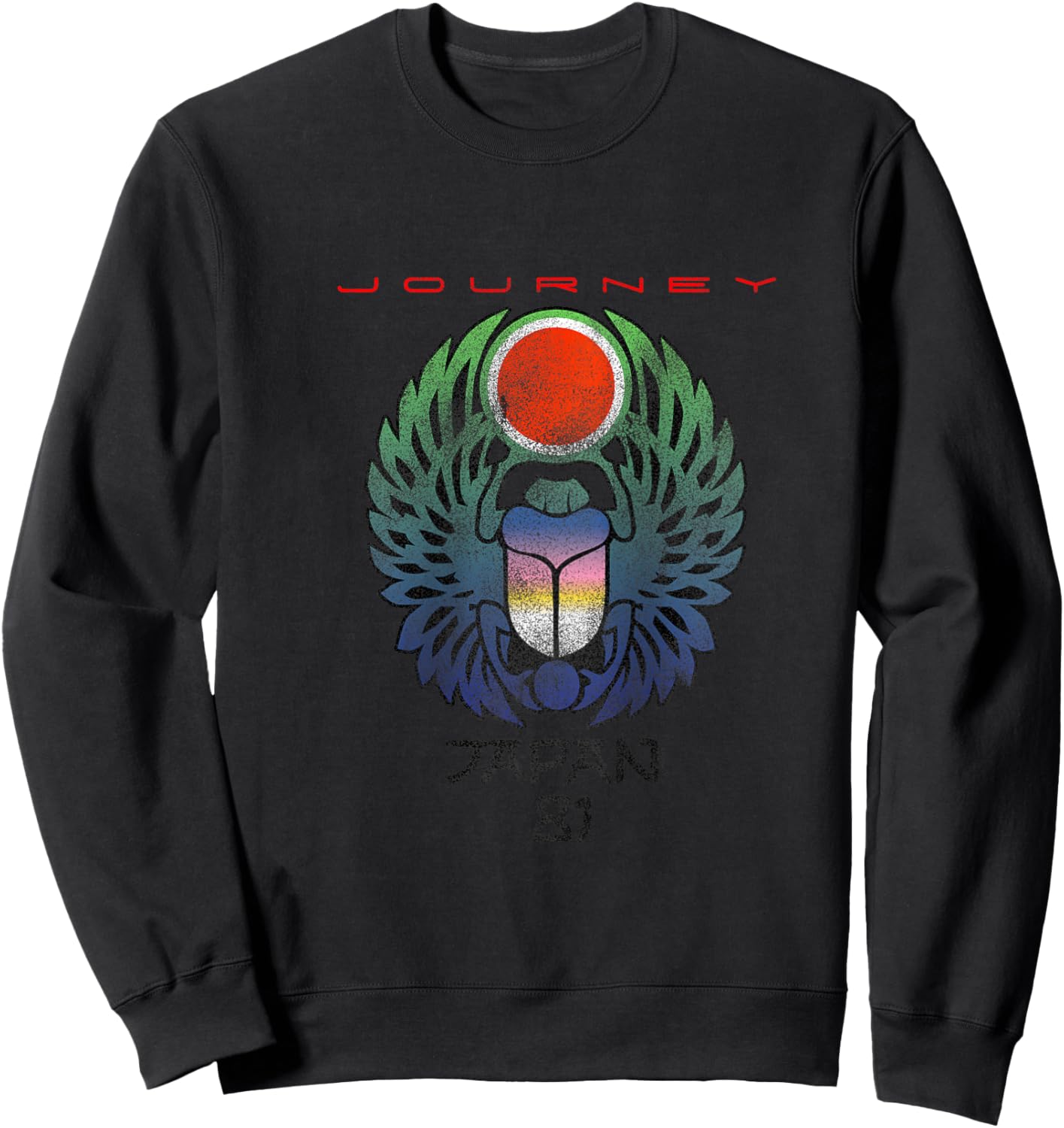 Journey Infinity Wings Vivid Scarab Music Vintage Band Raglan Baseball Sweatshirt - Sweatshirt | Black