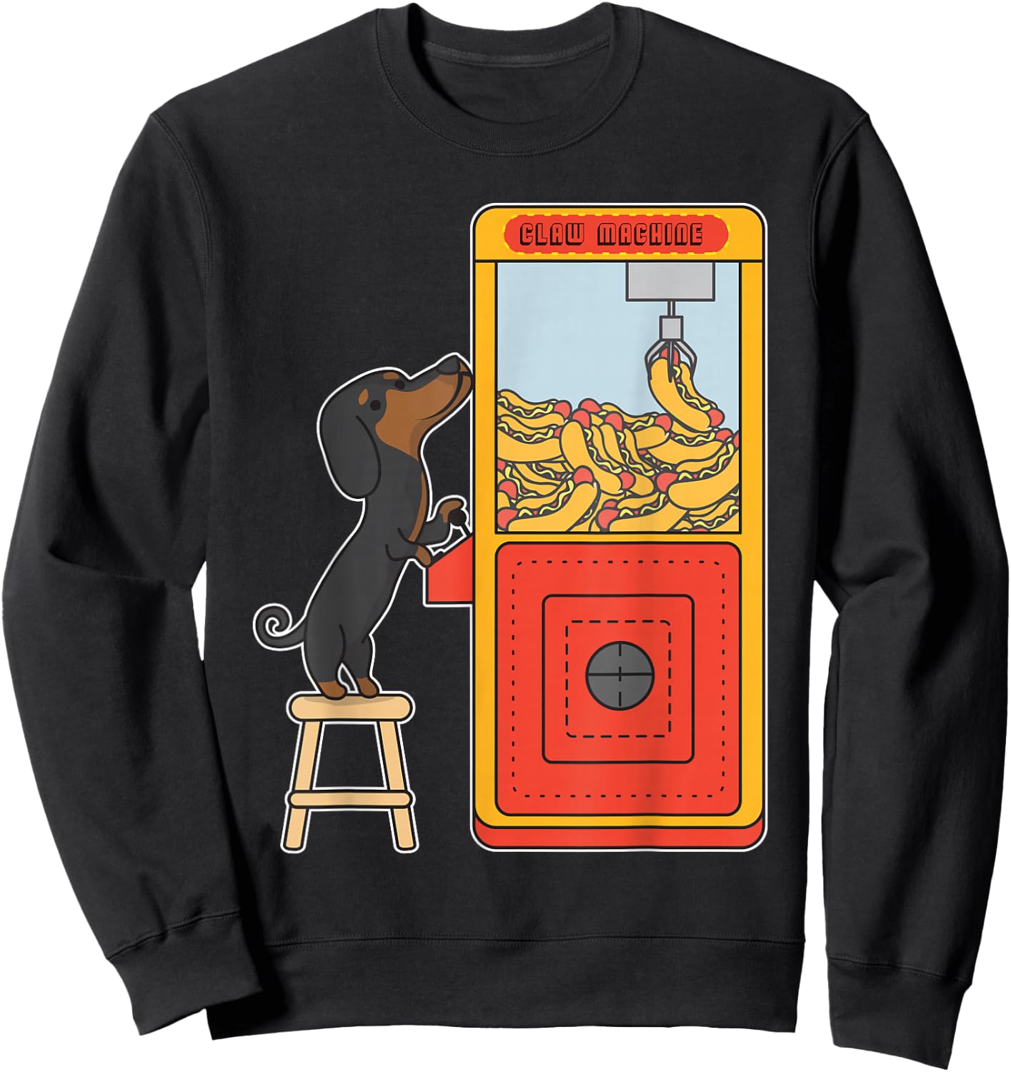 Dachshund Claw Crane Game Funny Wiener Dog Sweatshirt - Sweatshirt | Black