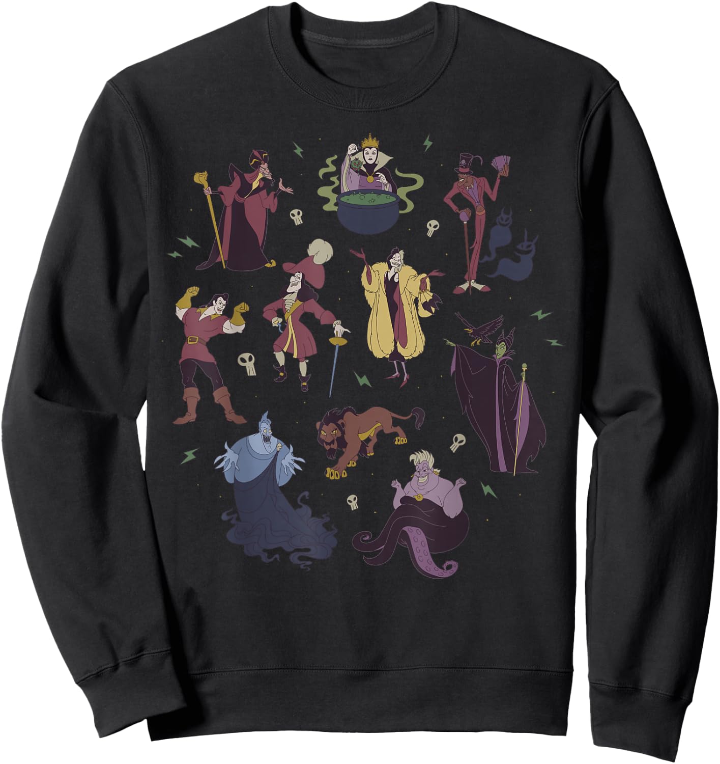 Disney Villains Group Shot Doodles Small Sweatshirt - Sweatshirt | Black