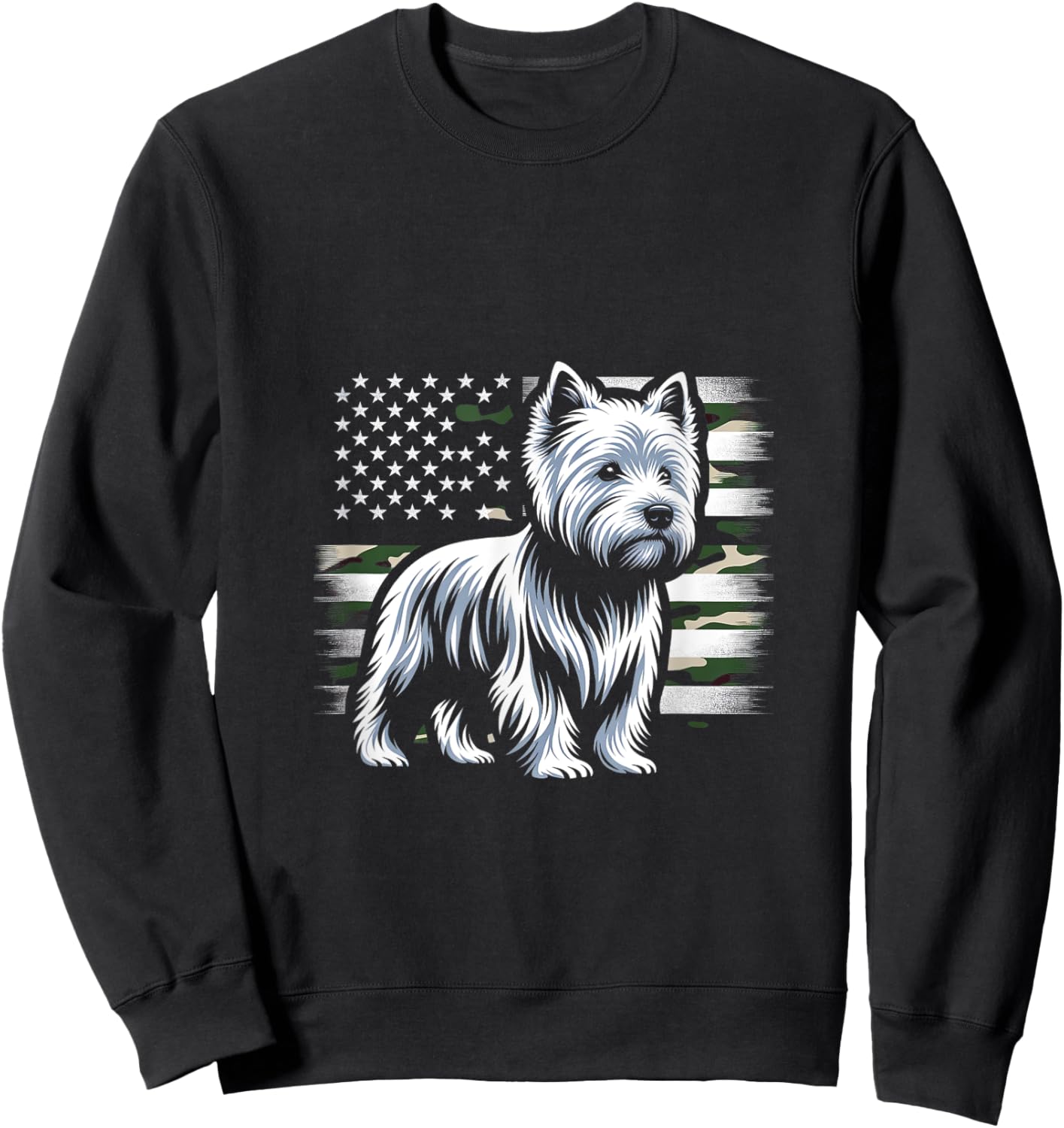 West Highland White Terrier Dog USA Flag Women Men Sweatshirt - Sweatshirt | Black