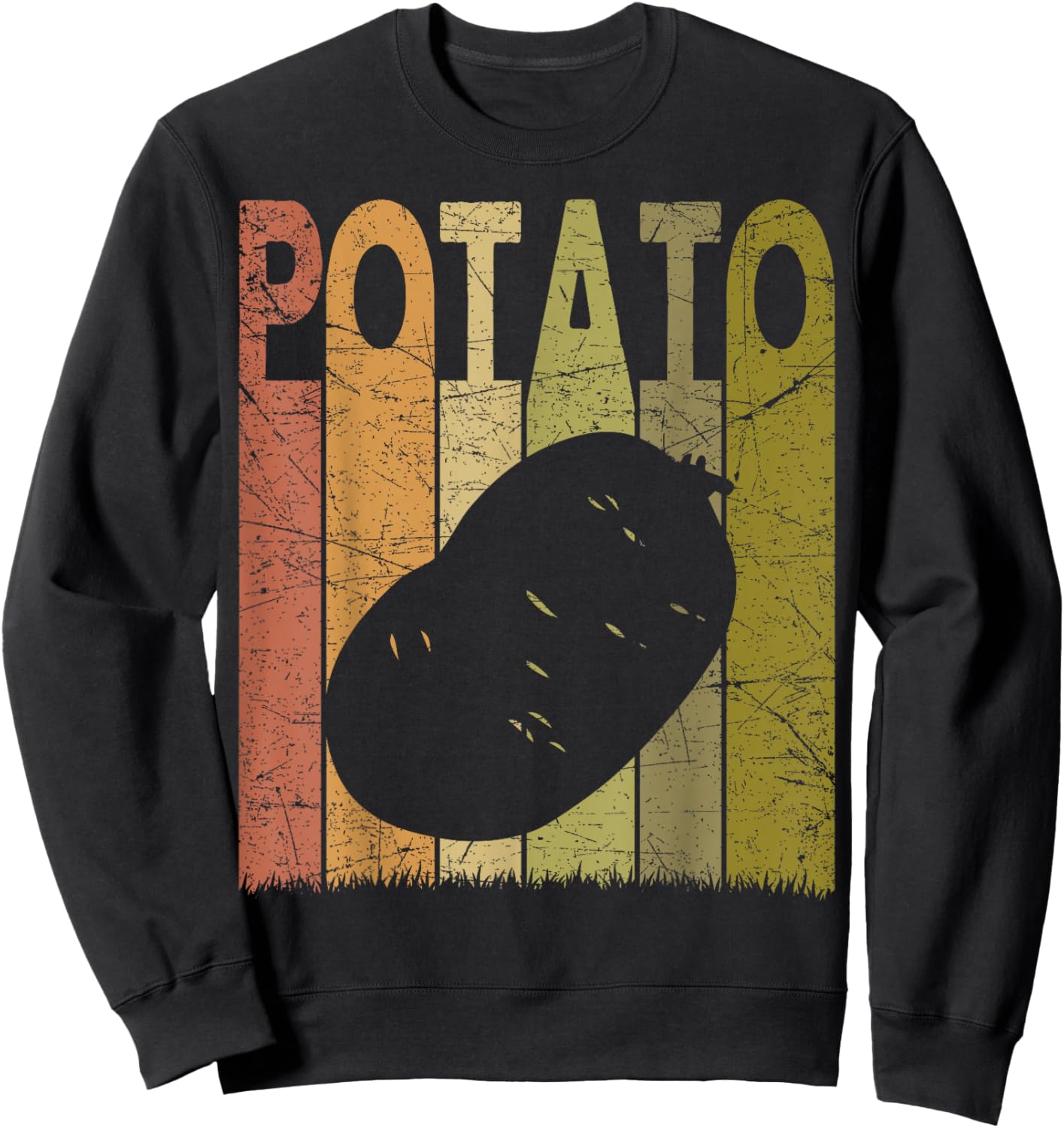 Farming Retro Potato Farming Designs. Potato Vintage - -Adults & Kids - Black - Small - Short Sleeve Sweatshirt - Sweatshirt | Black