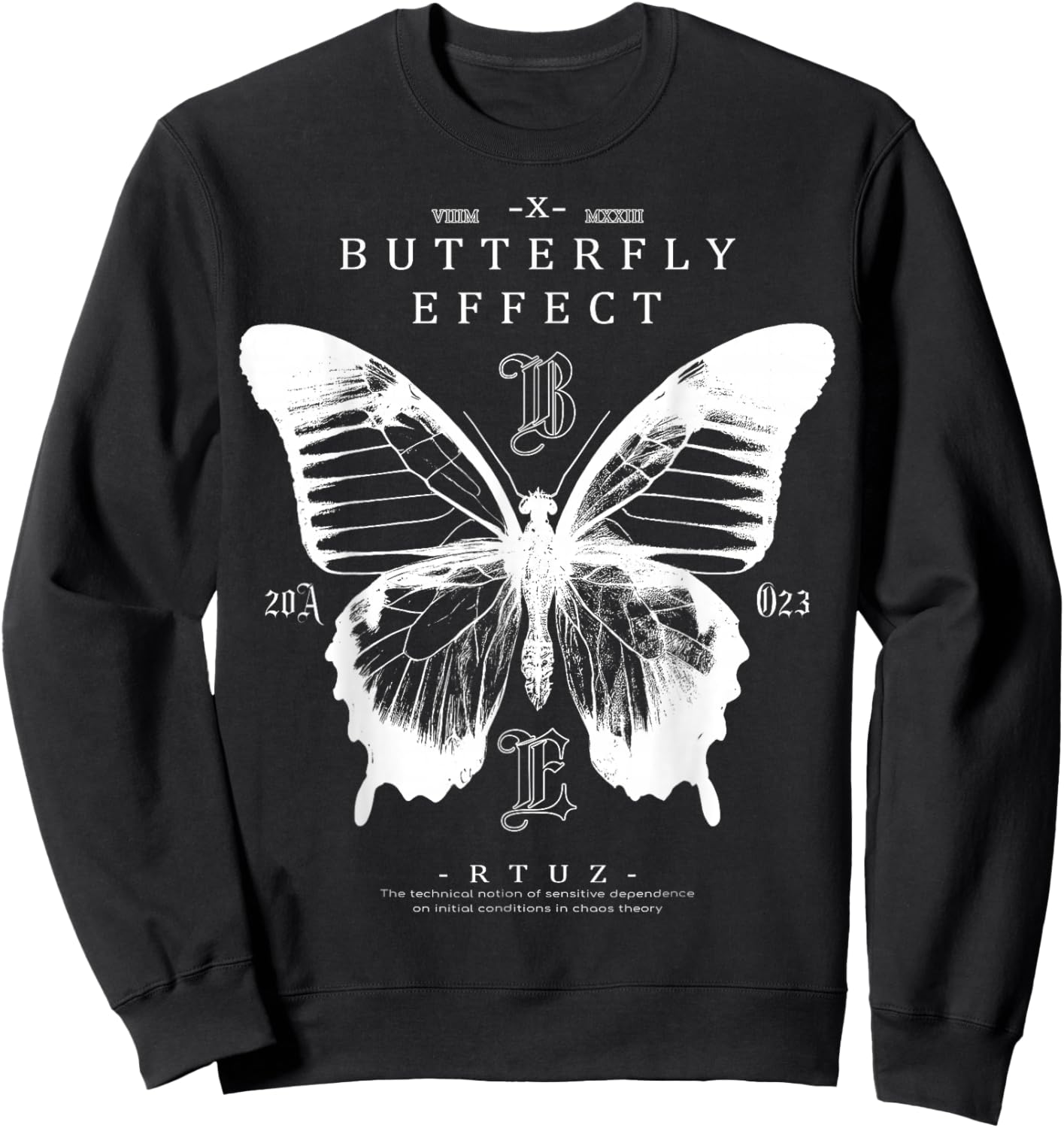 Hip Hop Y2K Hipster Streetwear Motte Butterfly Schmetterling Sweatshirt - Sweatshirt | Black