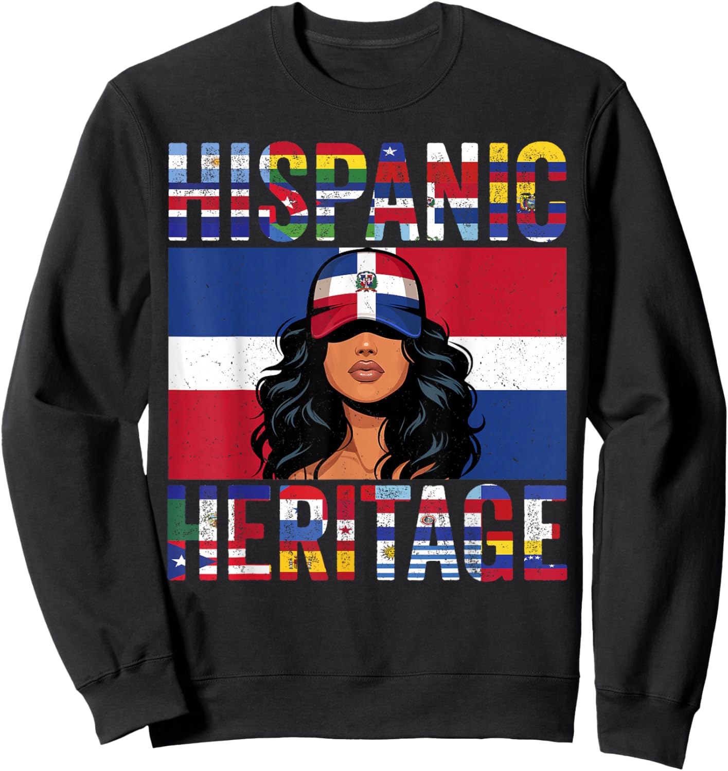 Dominican Republic Hispanic Heritage Proud Dominican Women Sweatshirt - Sweatshirt | Black