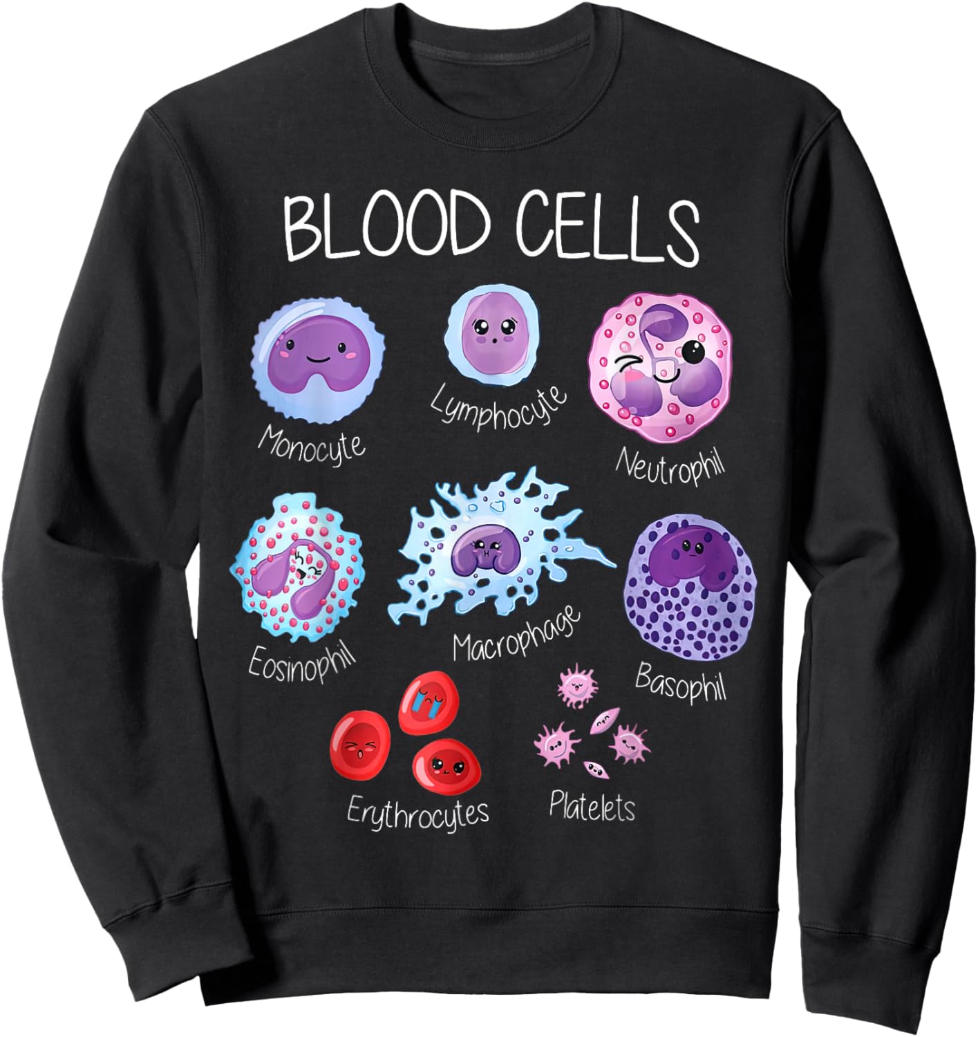 Blood Cell Types Hematologist Pathologist Lab Scientist Sweatshirt - Sweatshirt | Black