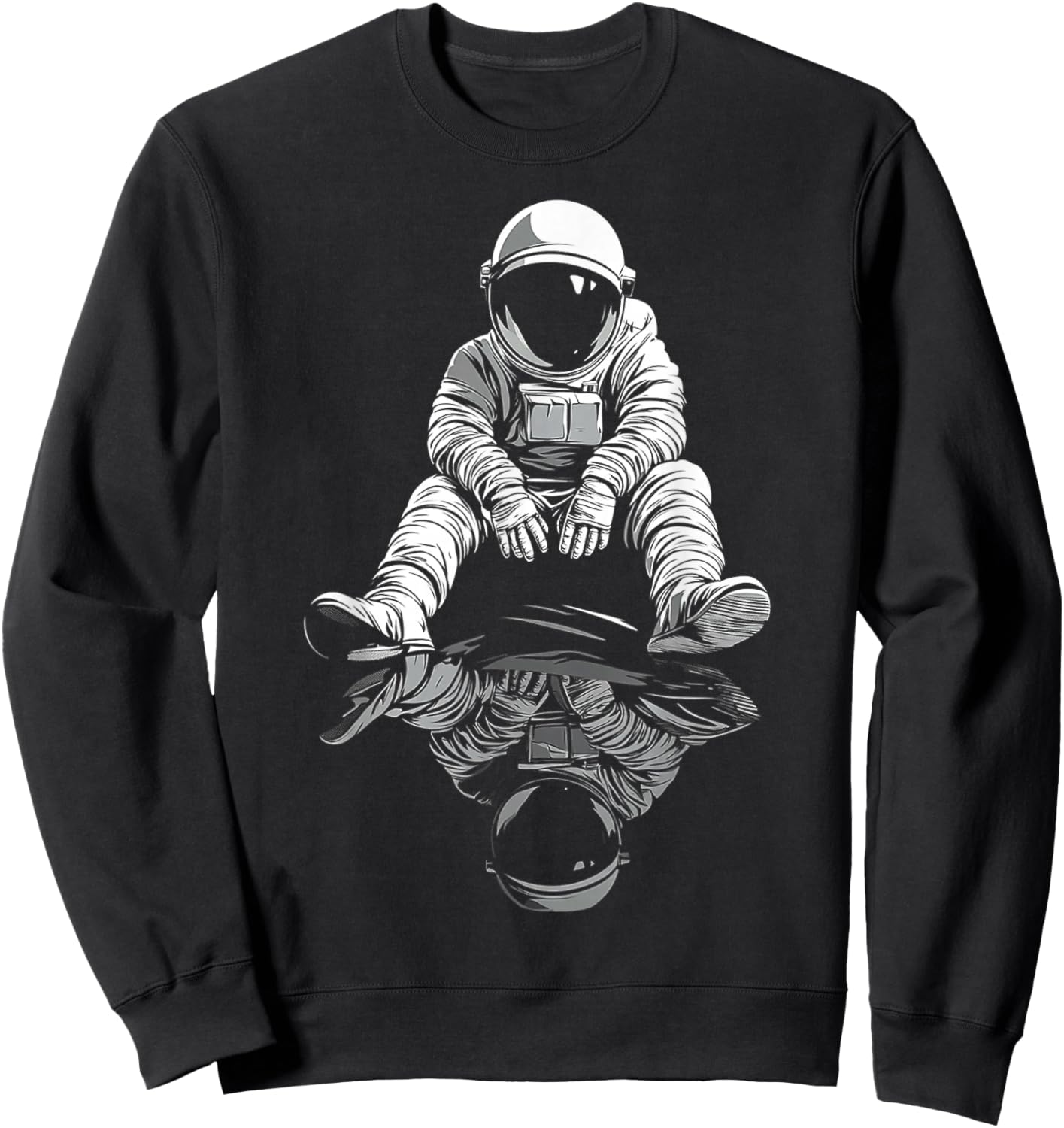 Astronaut Graphic Illustration Astronaut Sweatshirt - Sweatshirt | Black