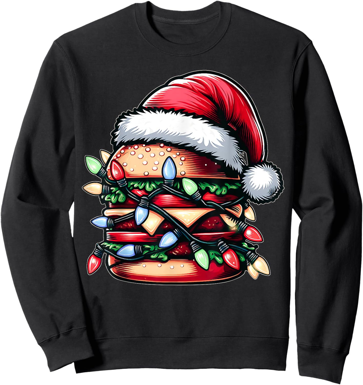 Burger Hamburger Christmas Hat Xmas Sweatshirt - Sweatshirt | Black