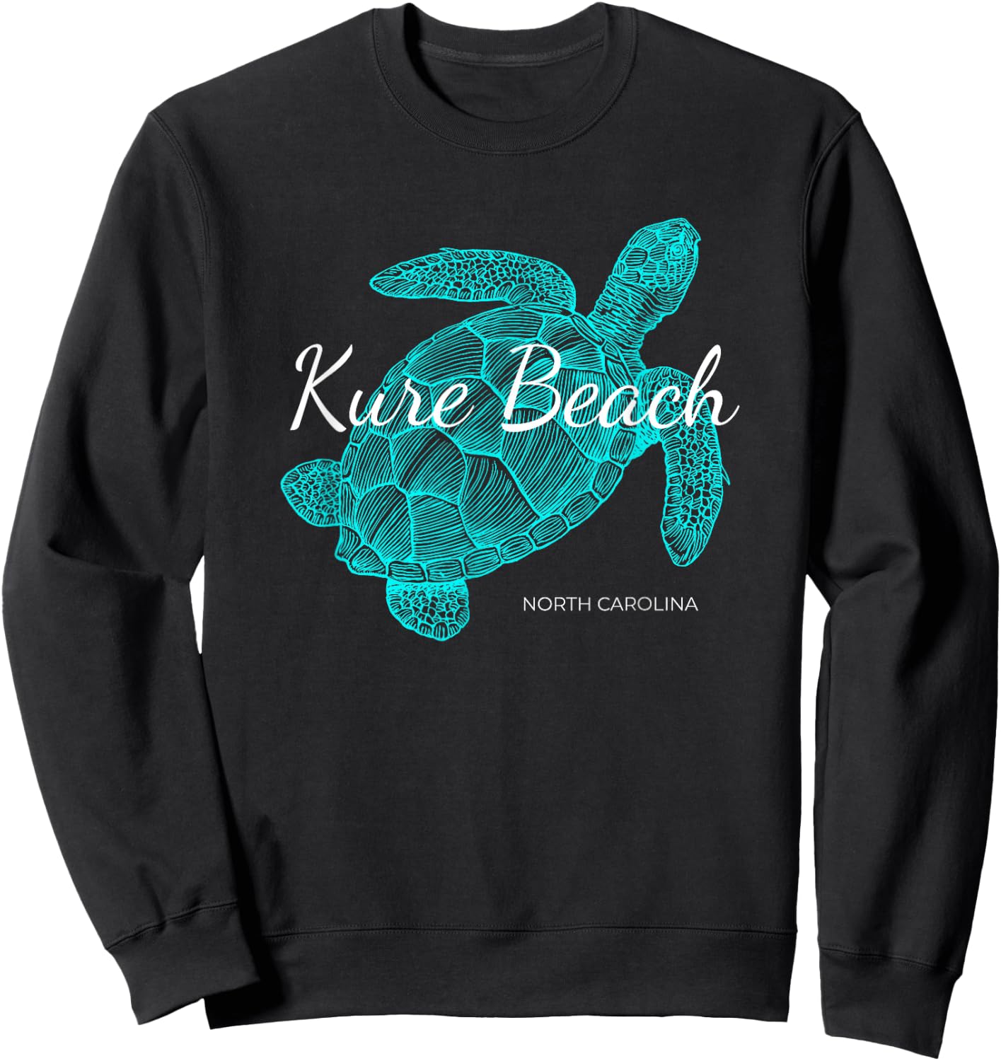 Kure Beach North Carolina Vacation With A Turtle Graphic Sweatshirt - Sweatshirt | Black