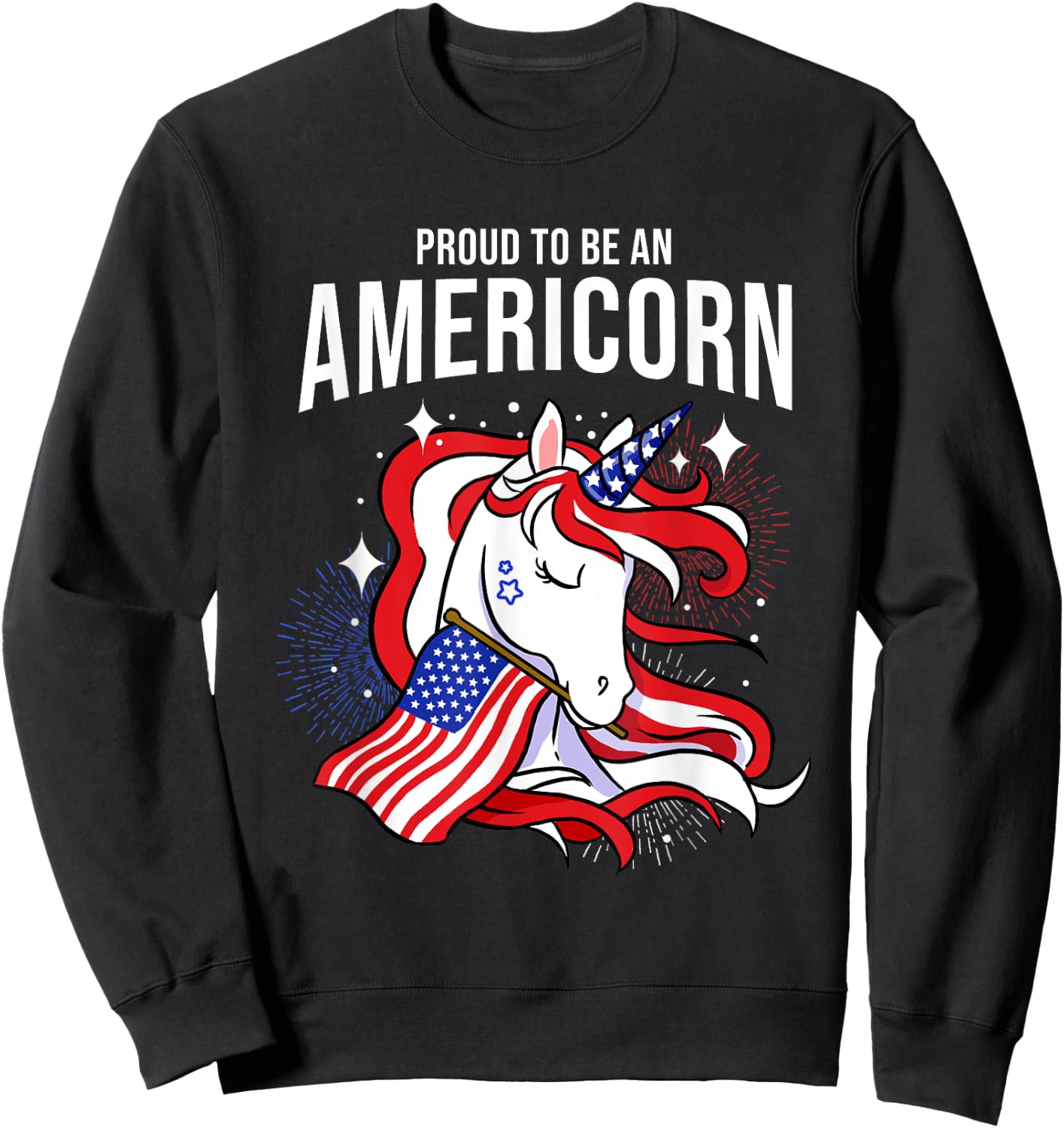 Proud To Be An Americorn Fourth Of July Sweatshirt - Sweatshirt | Black