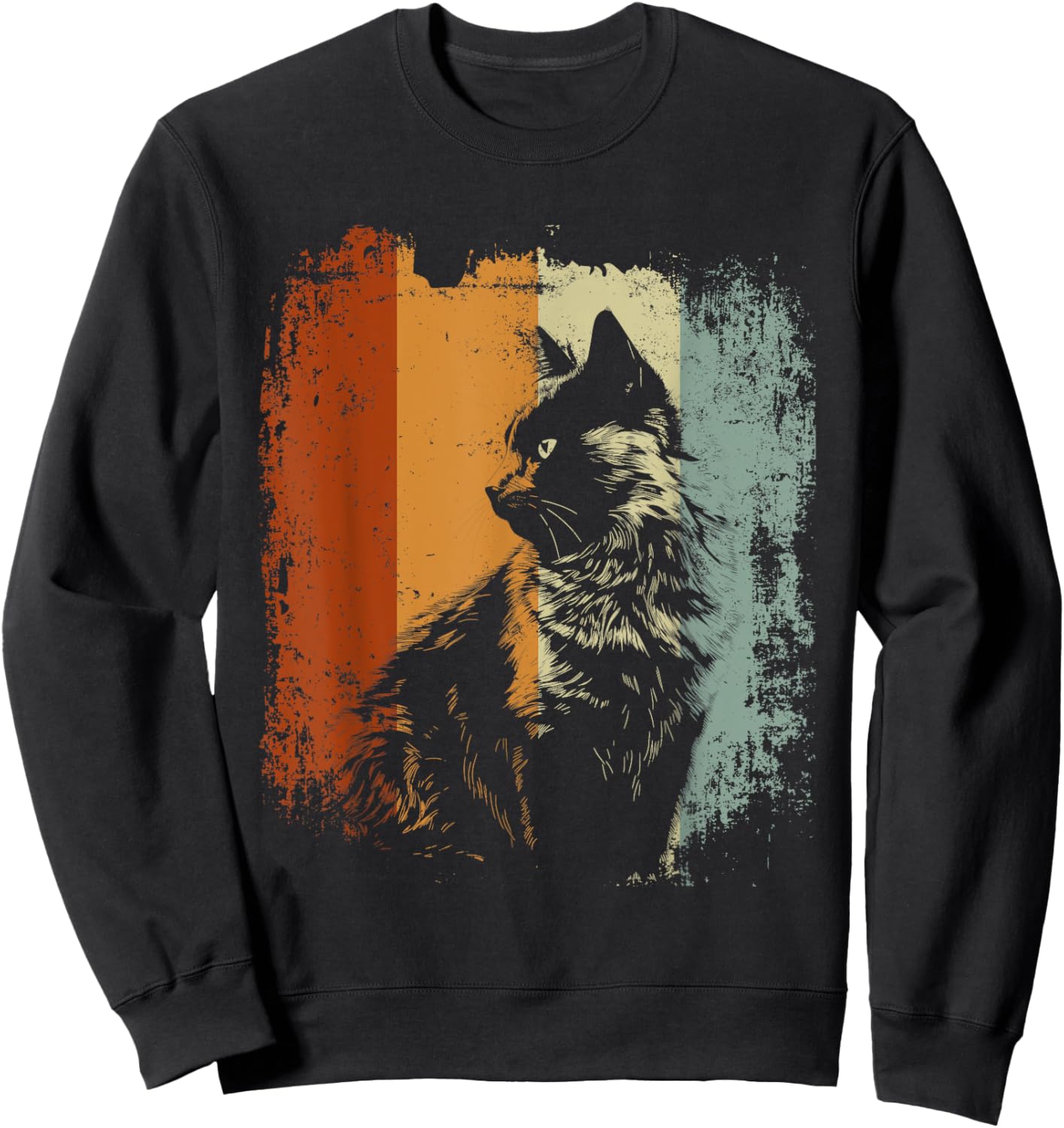 Nebelung Cat Retro Style Sweatshirt - Sweatshirt | Black