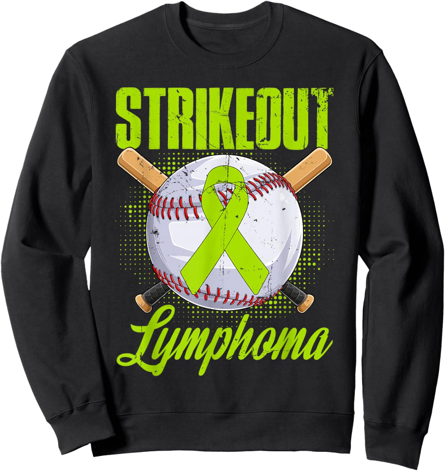Strikeout Lymphoma Awareness Fighter Warrior Baseball Ball Sweatshirt - Sweatshirt | Black