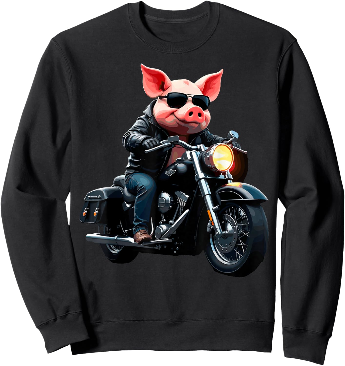 Funny Motorcycles Pig Biker Motorcycling Riding Lover Sweatshirt - Sweatshirt | Black