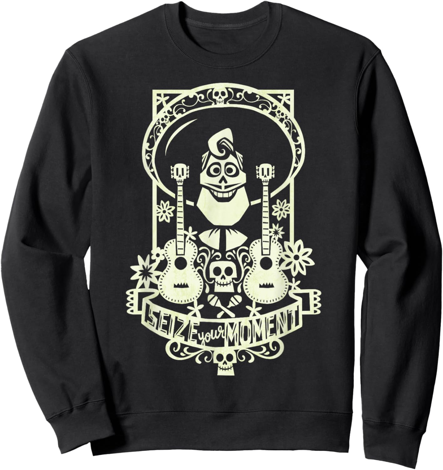 Disney Pixar Coco Ernesto De La Cruz Seize Your Moment Logo Sweatshirt - Sweatshirt | Black