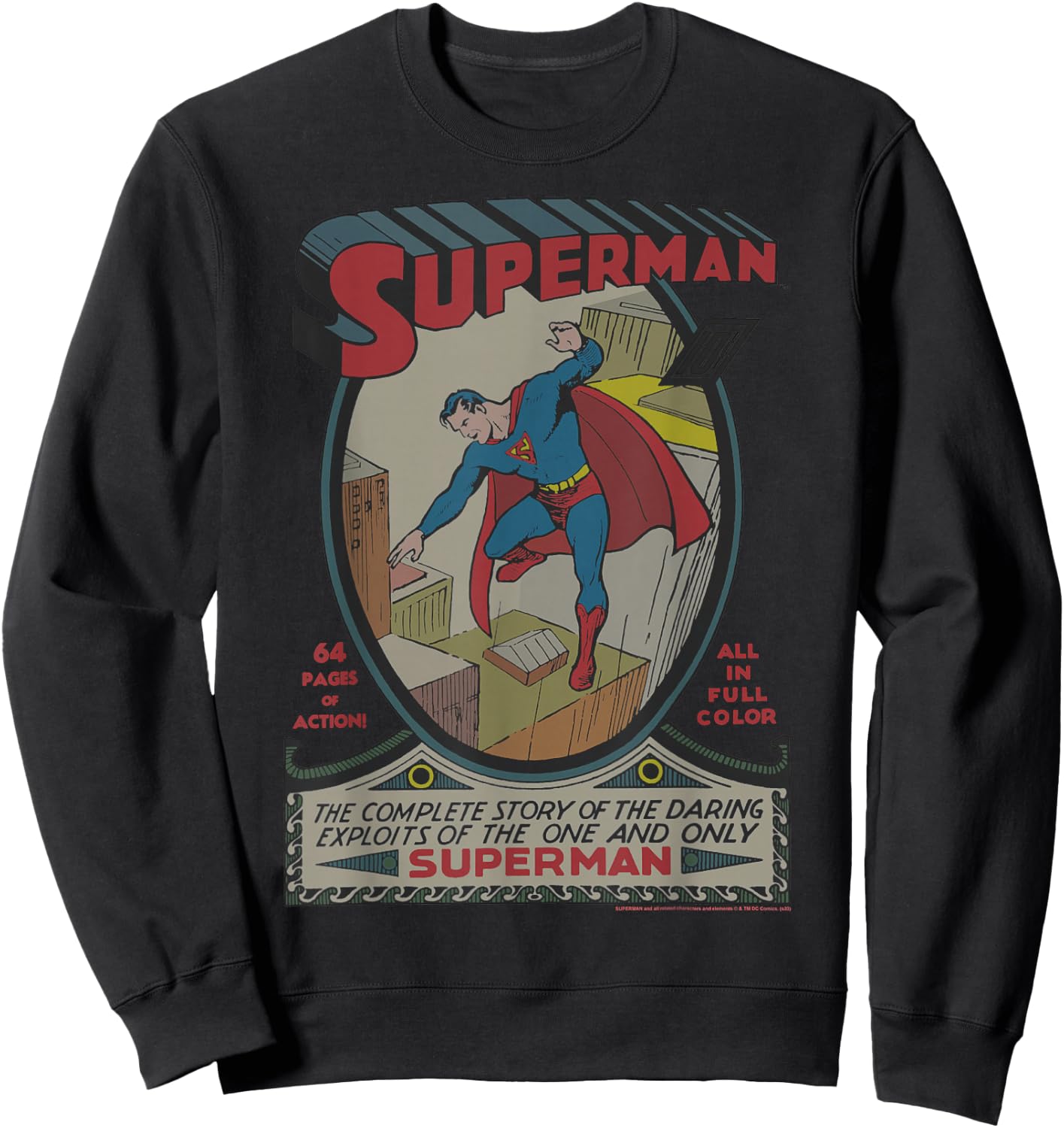 DC Comics Superman 64 Pages Of Action Comic Cover Sweatshirt - Sweatshirt | Black