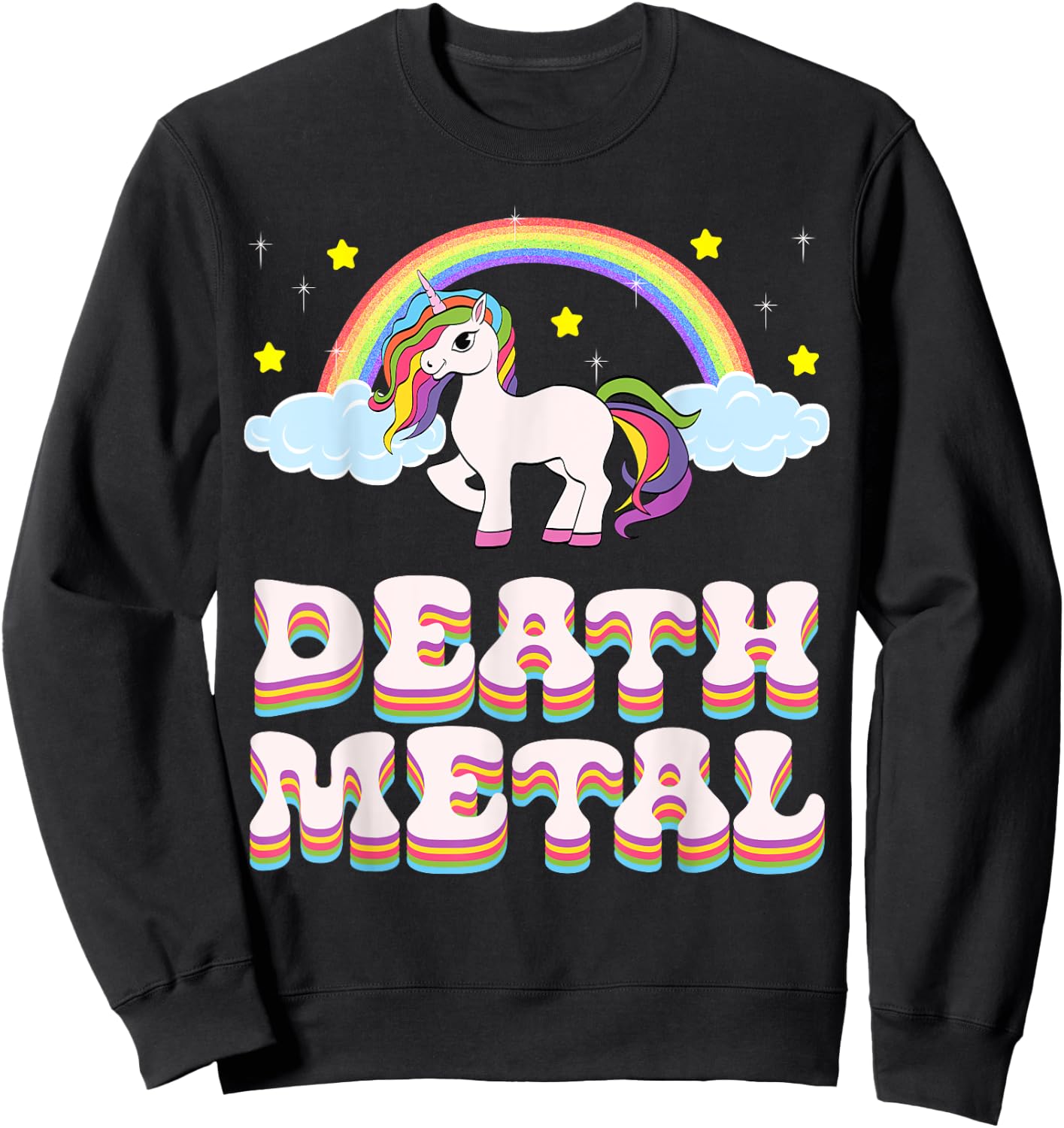 Funny Death Metal Unicorn Rainbow Gift Sweatshirt - Sweatshirt | Black
