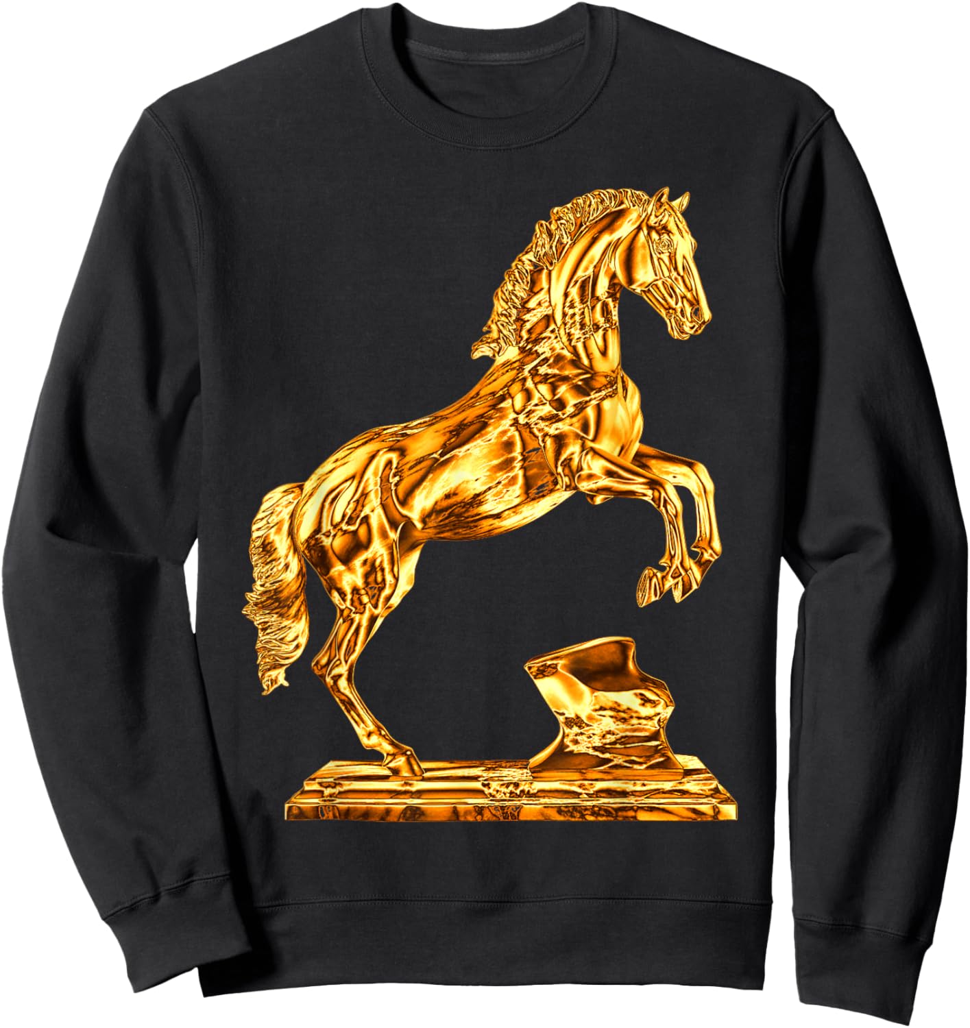 Golden Statue of Horse Sculpture Sweatshirt - Sweatshirt | Black