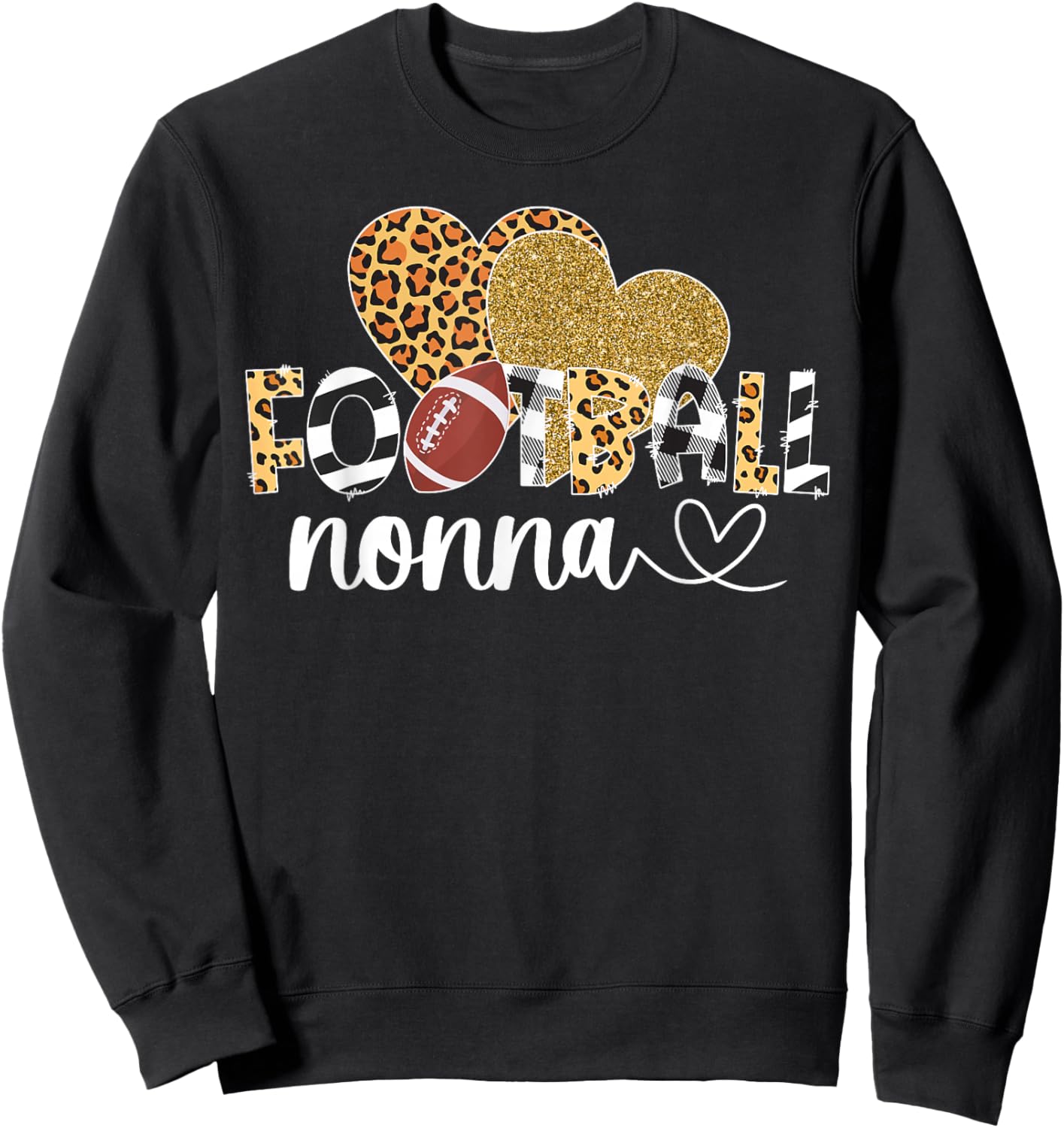 Football Nonna Heart Grandma Nonna Of A Football Player Sweatshirt - Sweatshirt | Black