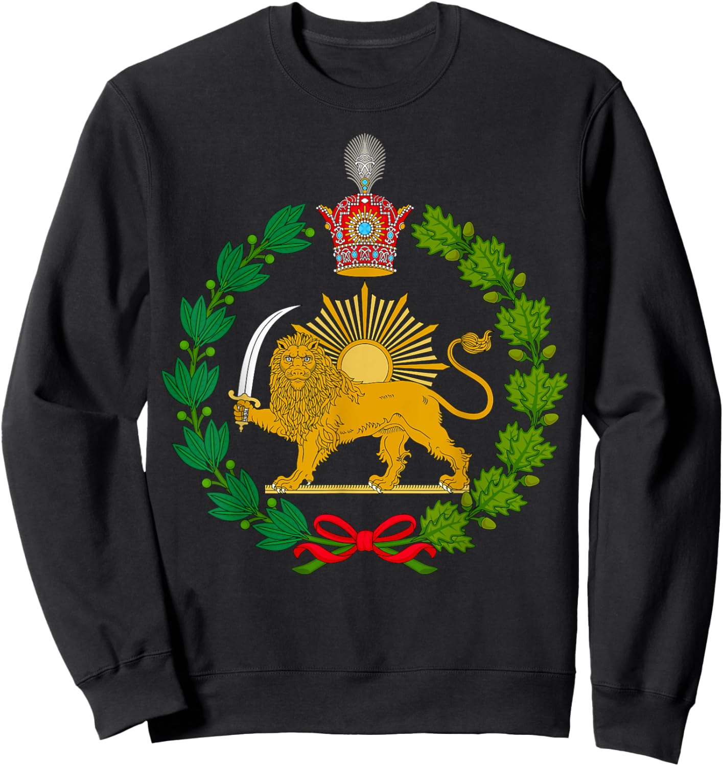 Imperial Emblem of the Pahlavi Dynasty Lion and Sun Sweatshirt - Sweatshirt | Black