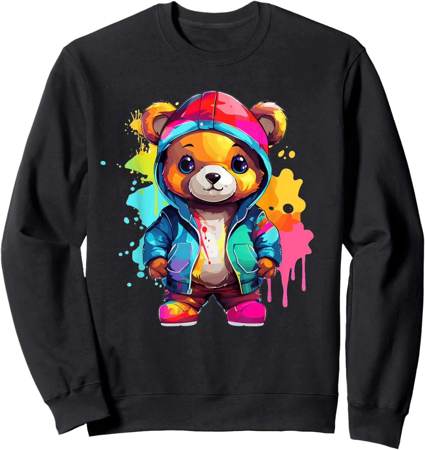 Colorful Teddy Bear Sweatshirt - Sweatshirt | Black