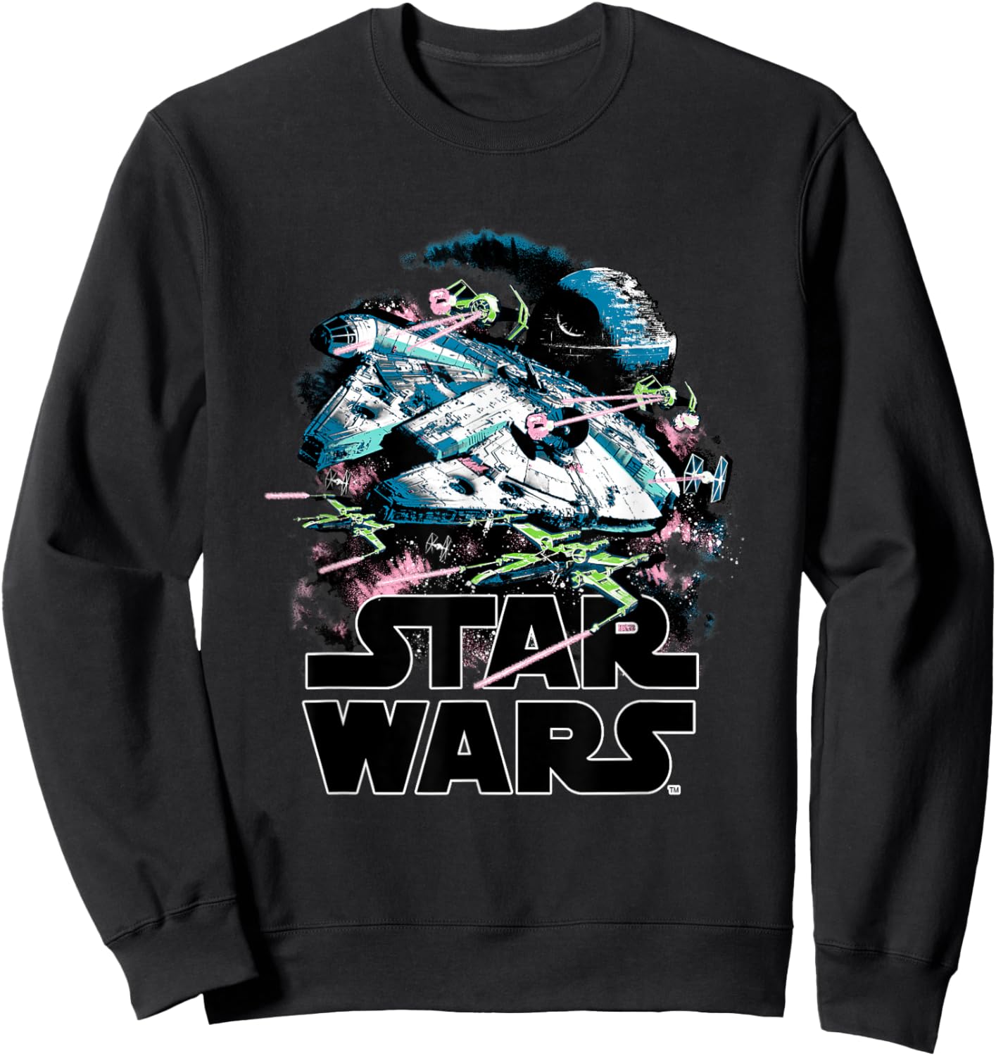 Star Wars Millennium Falcon and X-Wings Battle Sweatshirt - Sweatshirt | Black