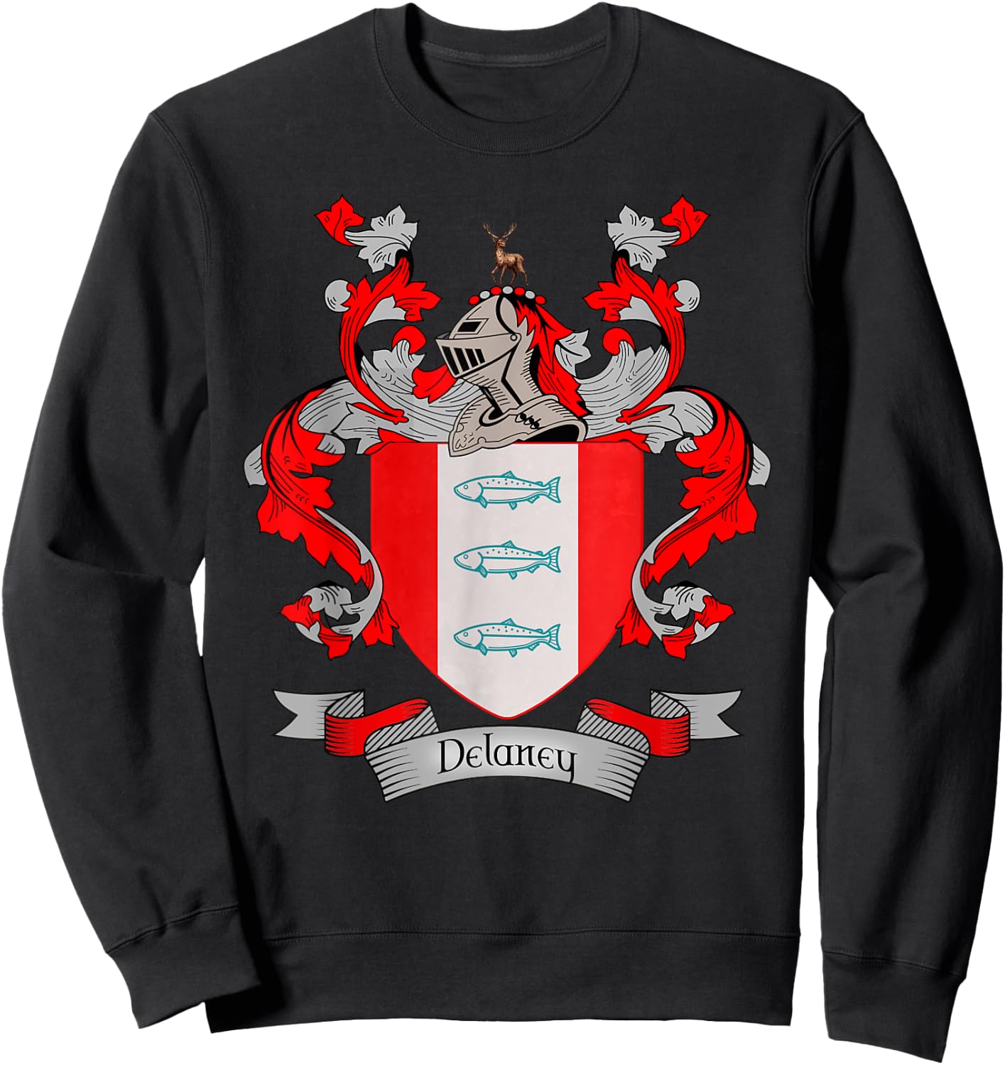 Delaney Coat of Arms | Delaney Surname Family Crest Sweatshirt - Sweatshirt | Black