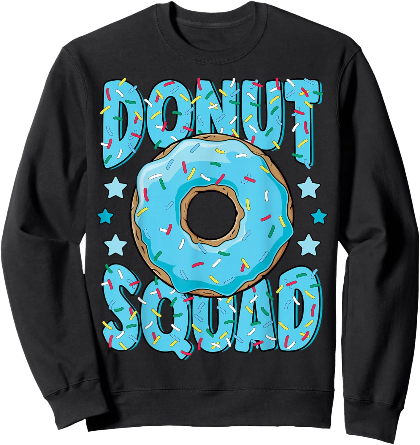Blue Donut Squad Sprinkles Donut Lover Matching Donut Party Sweatshirt - Sweatshirt | Black