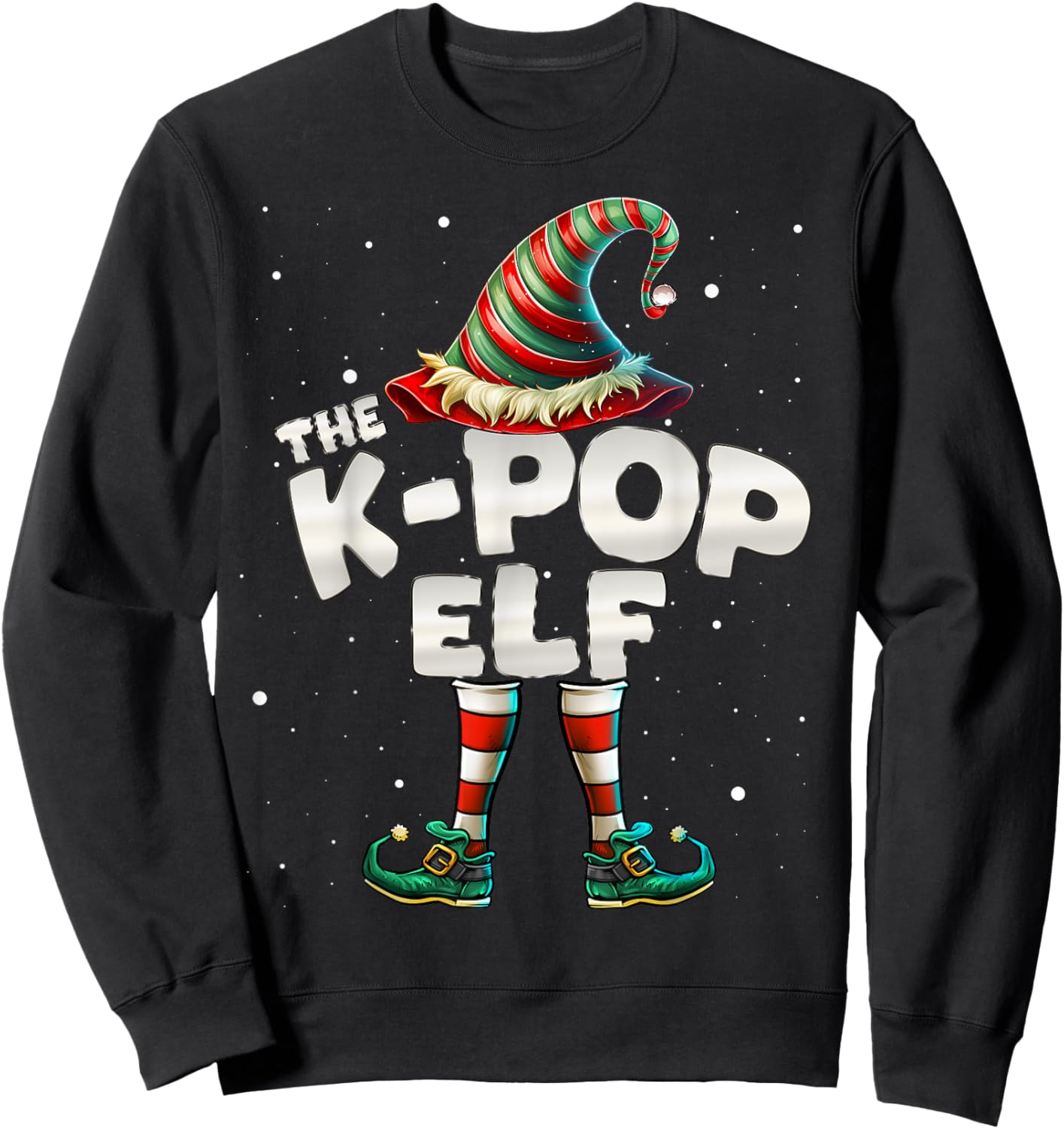 I'm The K-Pop Elf Family Matching Group Christmas Party Sweatshirt - Sweatshirt | Black