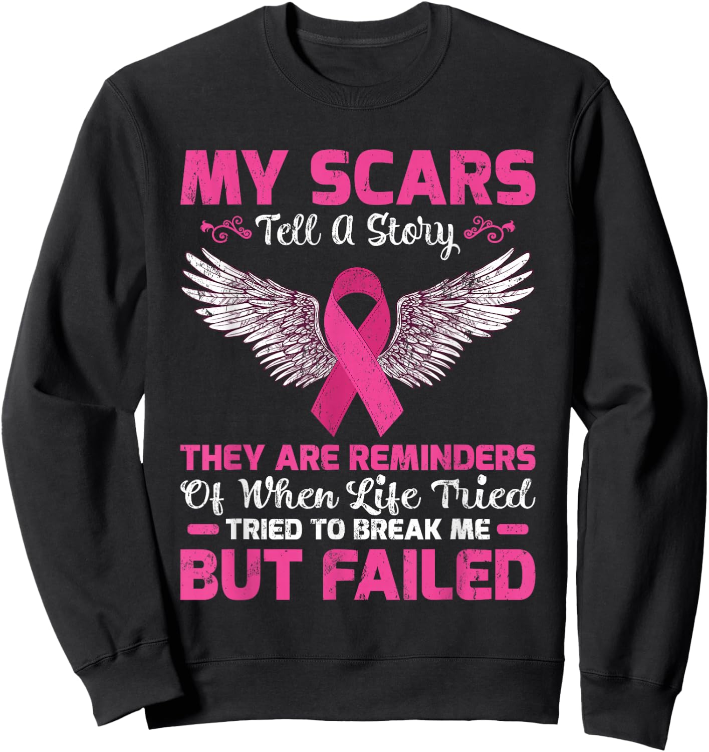 My Scars Tell A Story They Are Reminders Breast Cancer Sweatshirt - Sweatshirt | Black