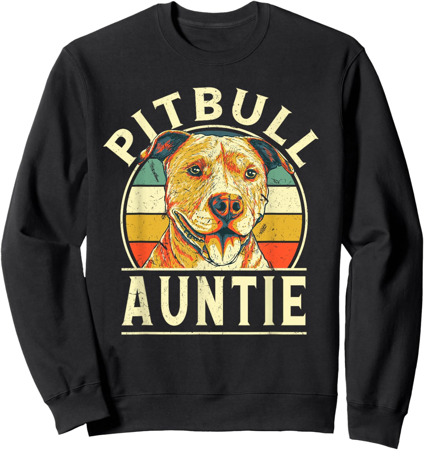 Pitbull Auntie Retro Aunt Vintage Aunt Dog Breed Dog Theme Sweatshirt - Sweatshirt | Black