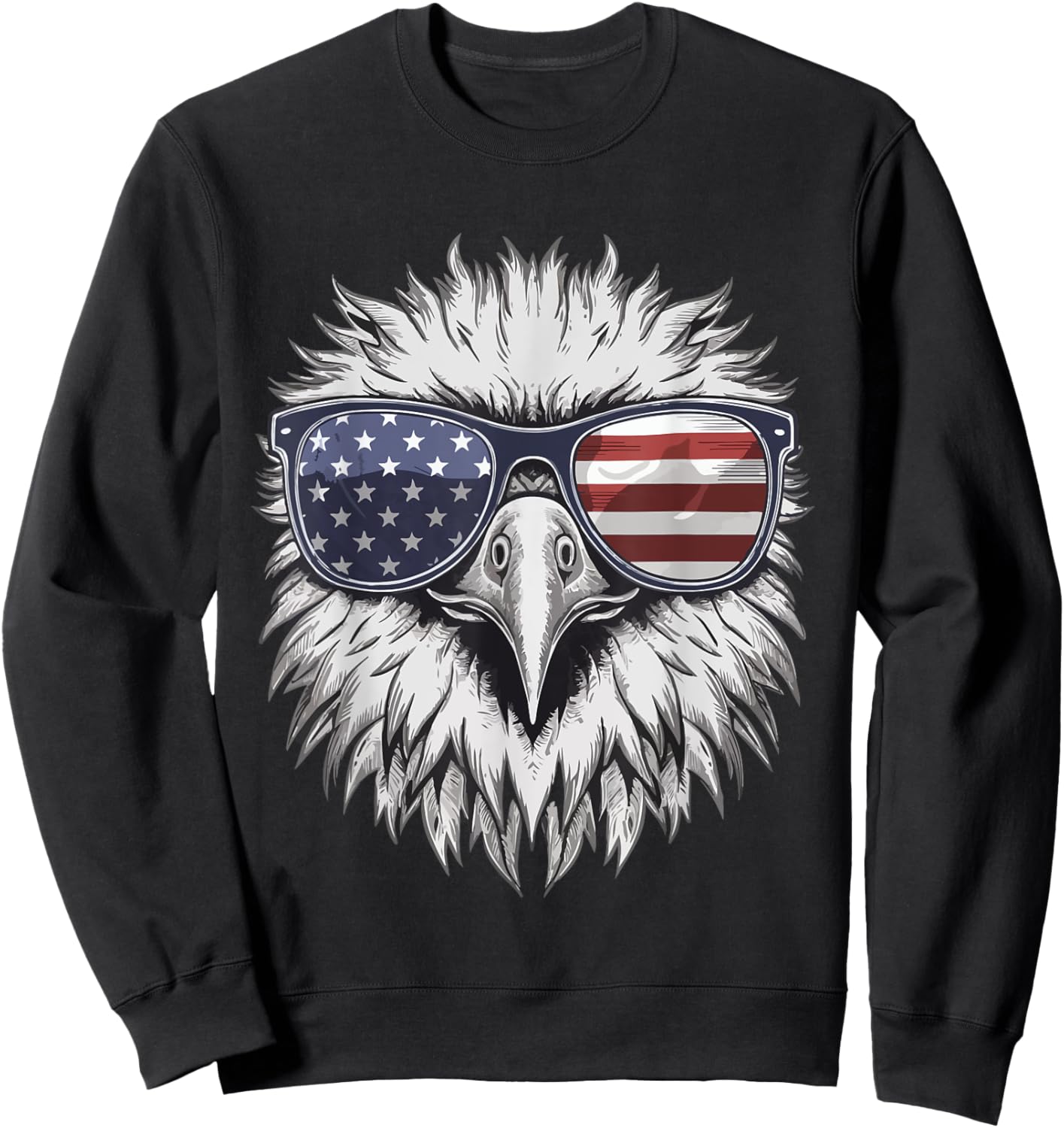 Bald Eagle Proud Patriotic American US Flag 4th Of July Sweatshirt - Sweatshirt | Black