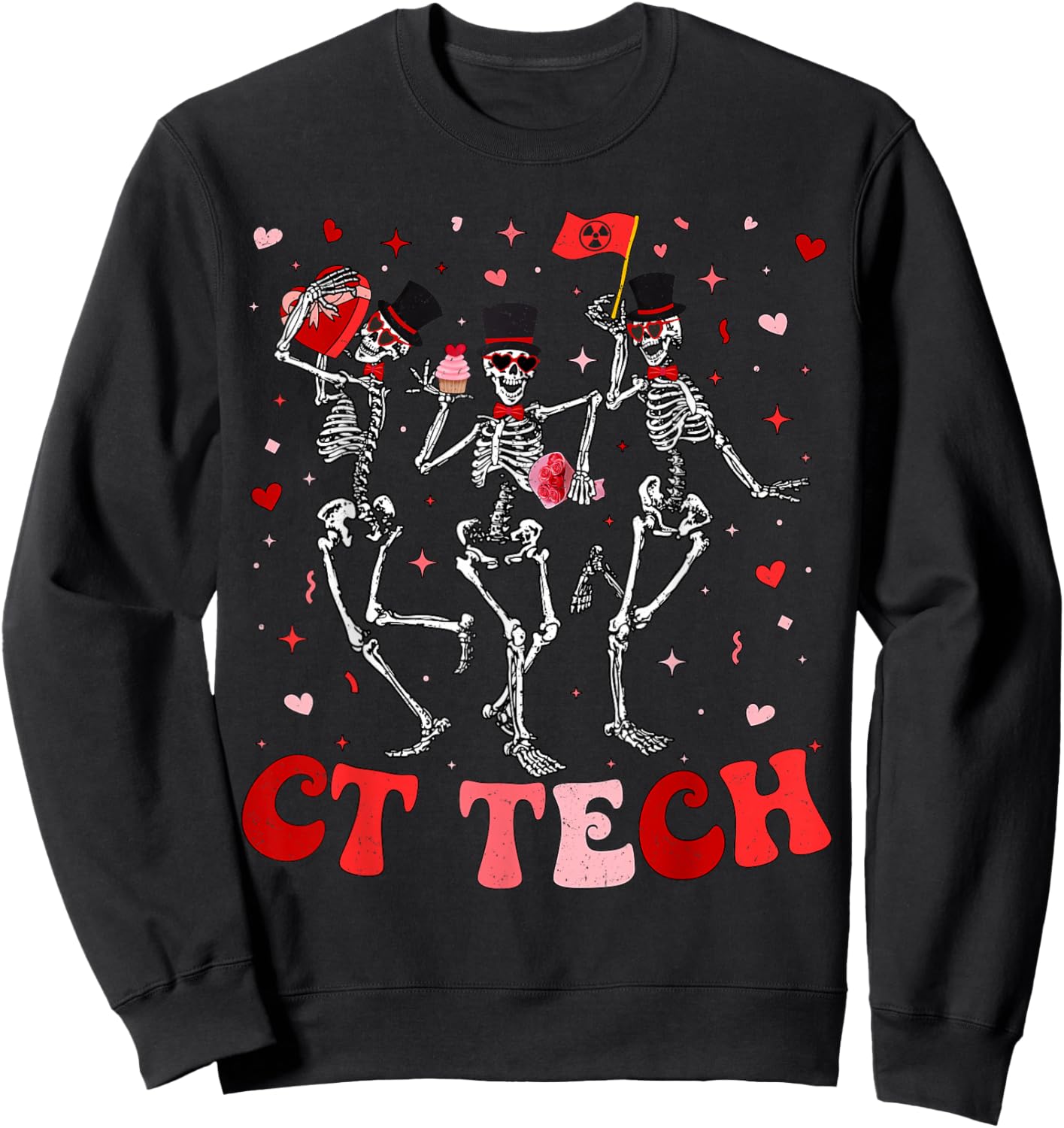 Skeleton CT Tech Computed Tomography Technologist Valentines Sweatshirt - Sweatshirt | Black