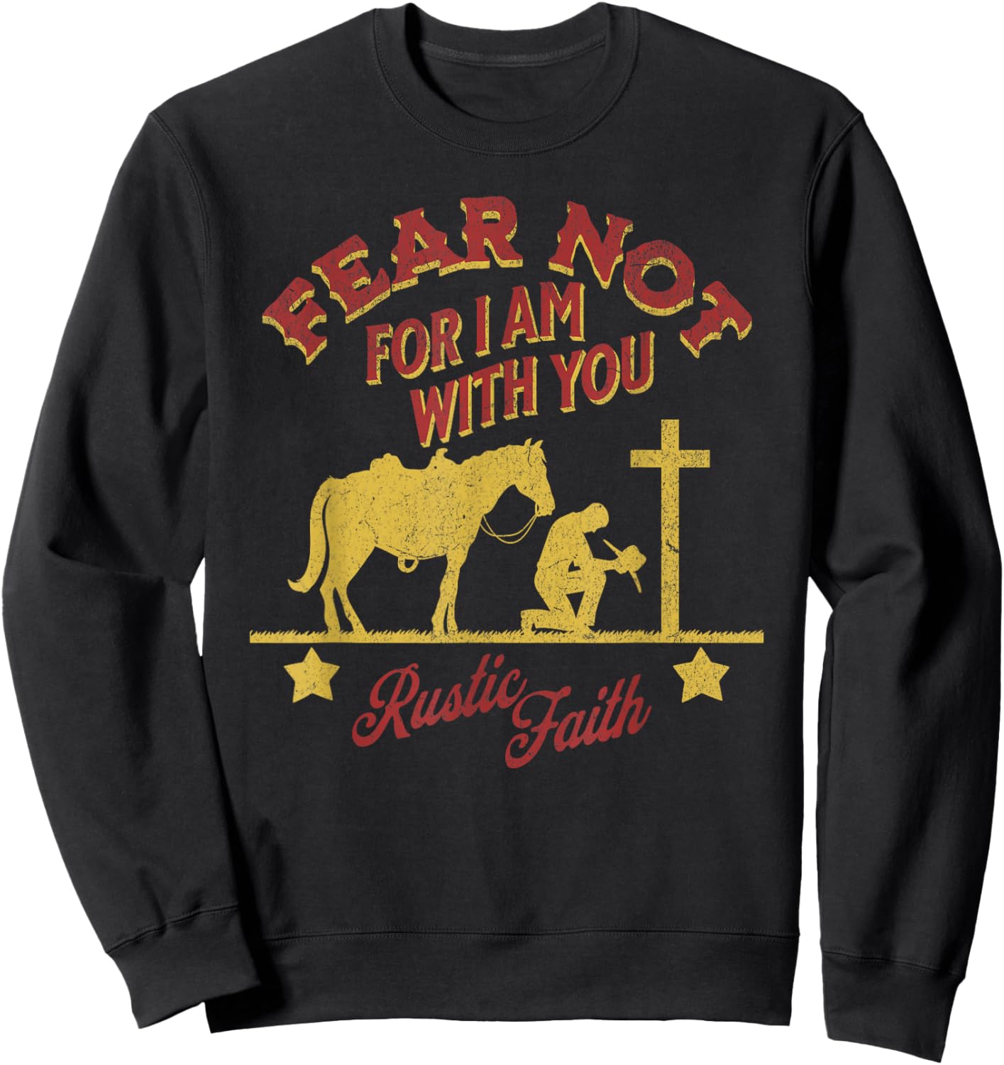 Cowboy Kneeling At Cross Scripture Bible Christian Jesus Sweatshirt - Sweatshirt | Black