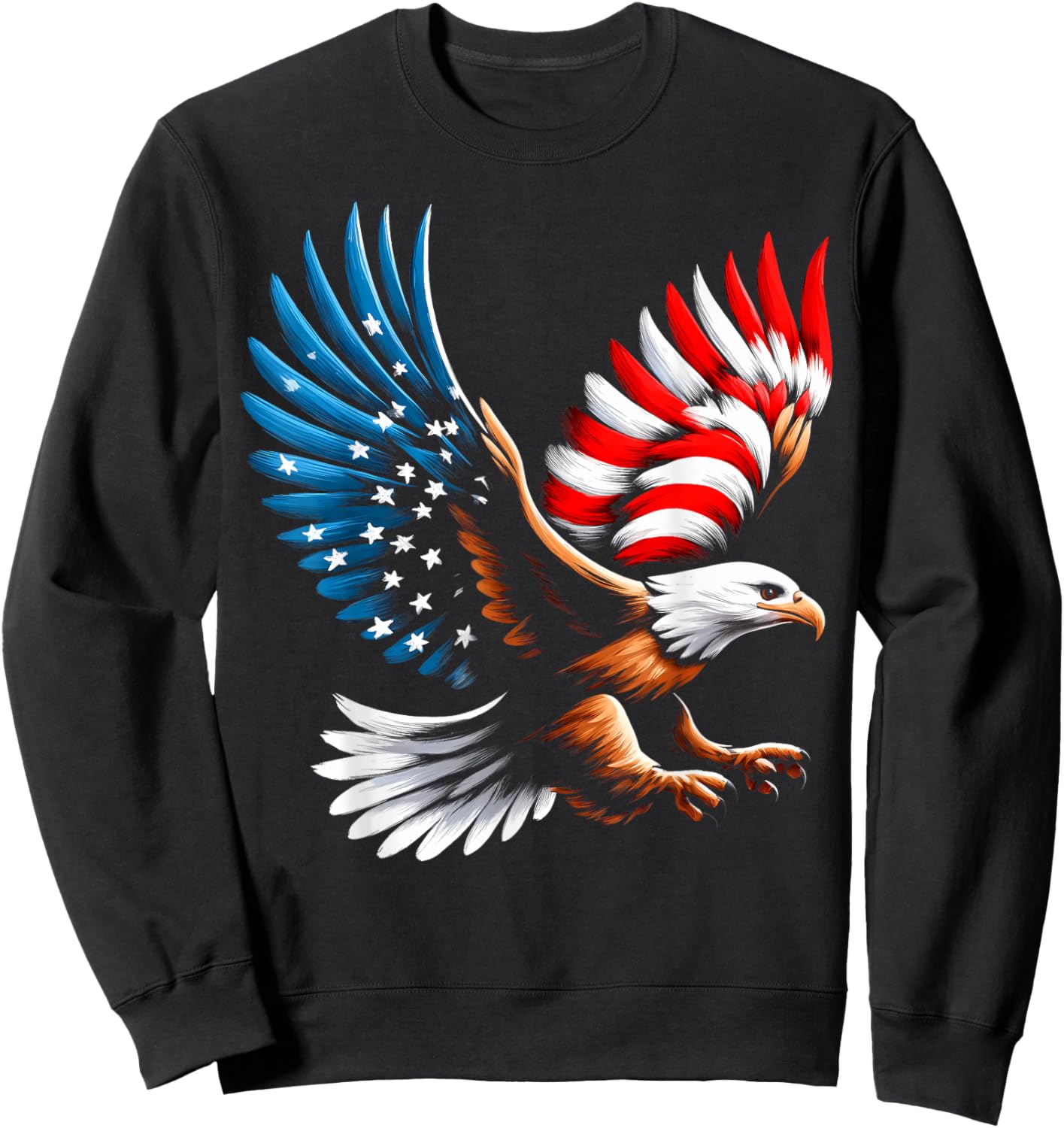 Bald Eagle & Patriotic American Flag 4th of July Women Girls Kids Men Sweatshirt - Sweatshirt | Black
