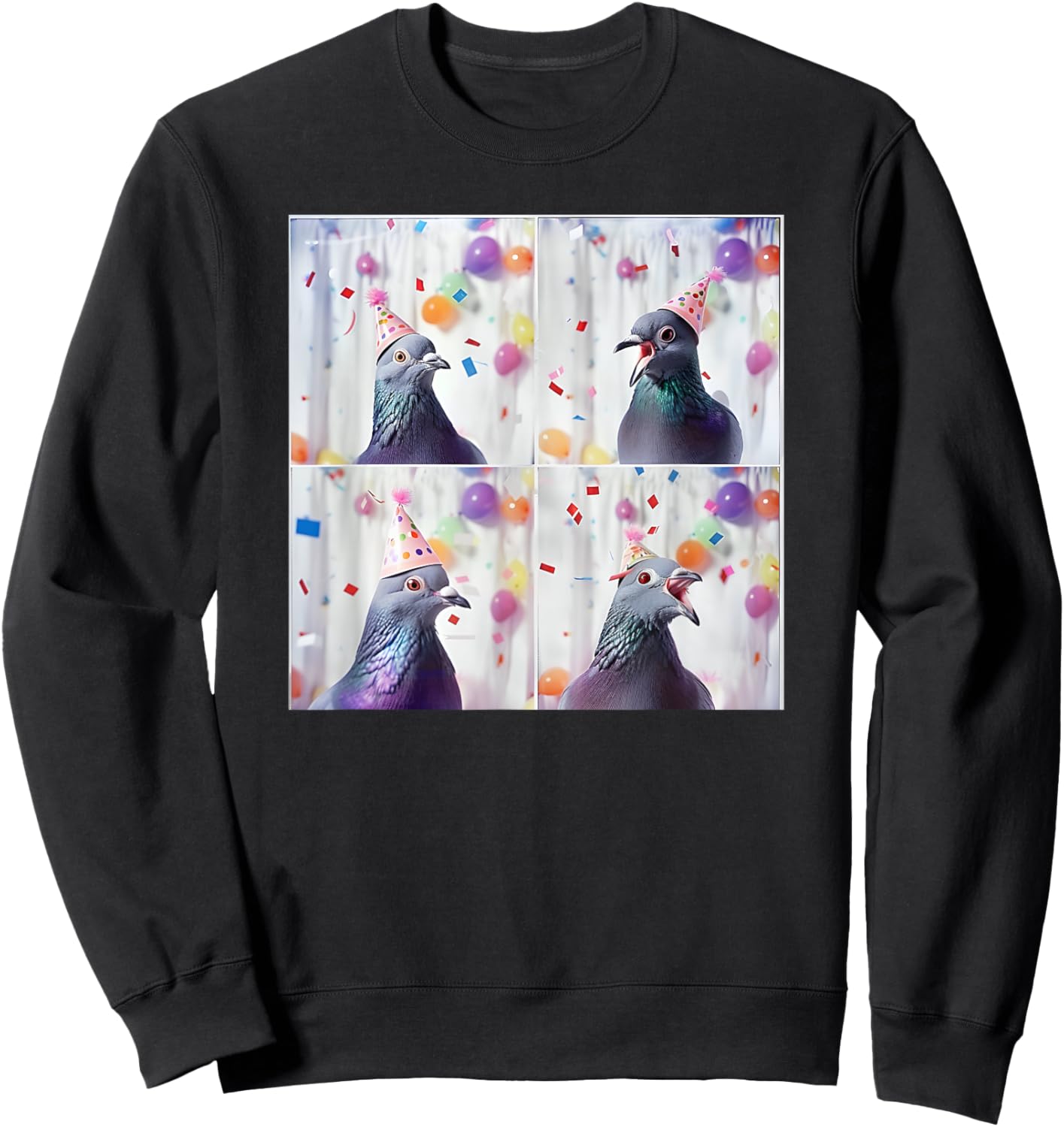 Bird Animal Photobooth Love Pigeons Men Women Kids Pigeon In Hat Party Pigeon Fancier Funny Birthday Sweatshirt - Sweatshirt | Black