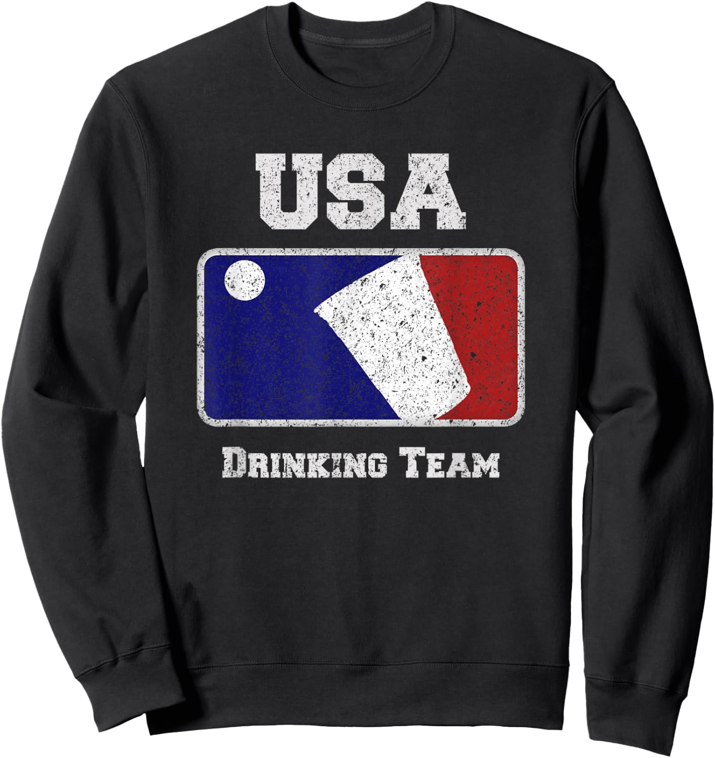 USA Drinking Team Party Beer Pong Game Distressed Retro Sweatshirt - Sweatshirt | Black
