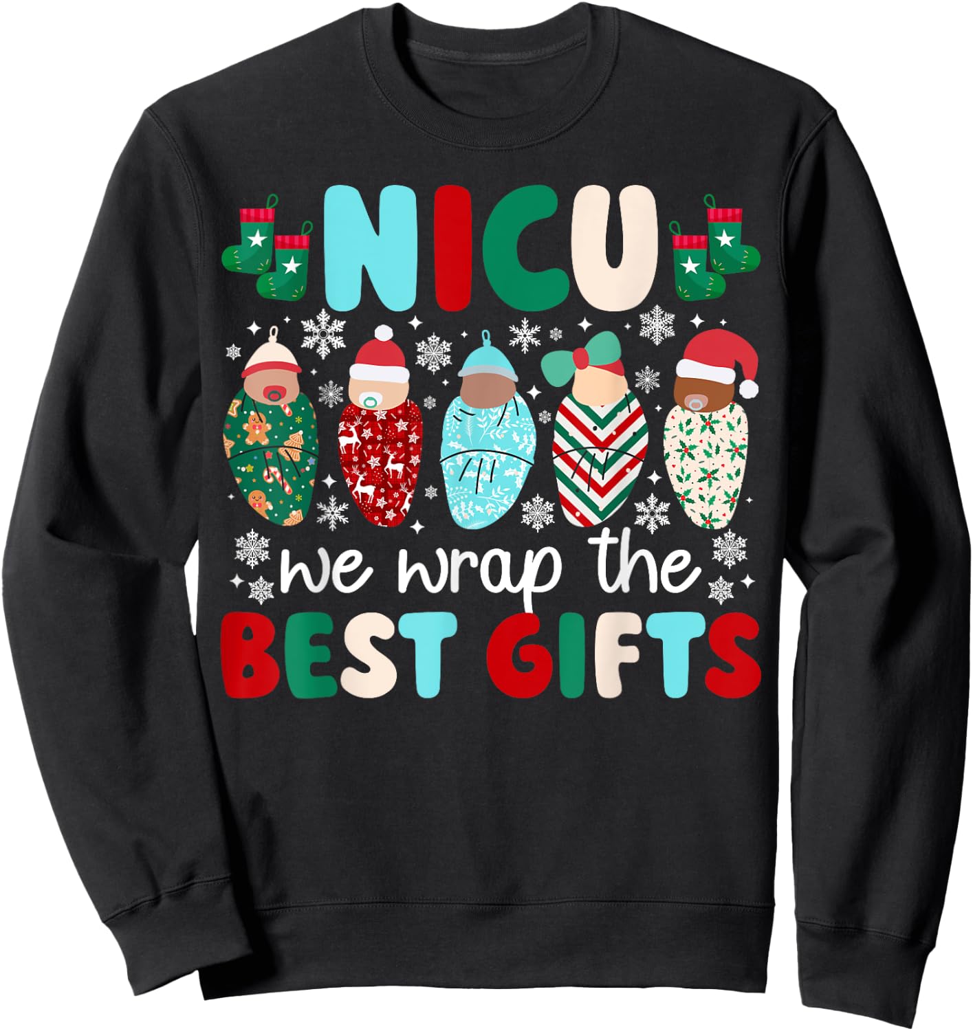 NICU Christmas NICU Nurse Xmas Neonatal Intensive Care Unit Sweatshirt - Sweatshirt | Black