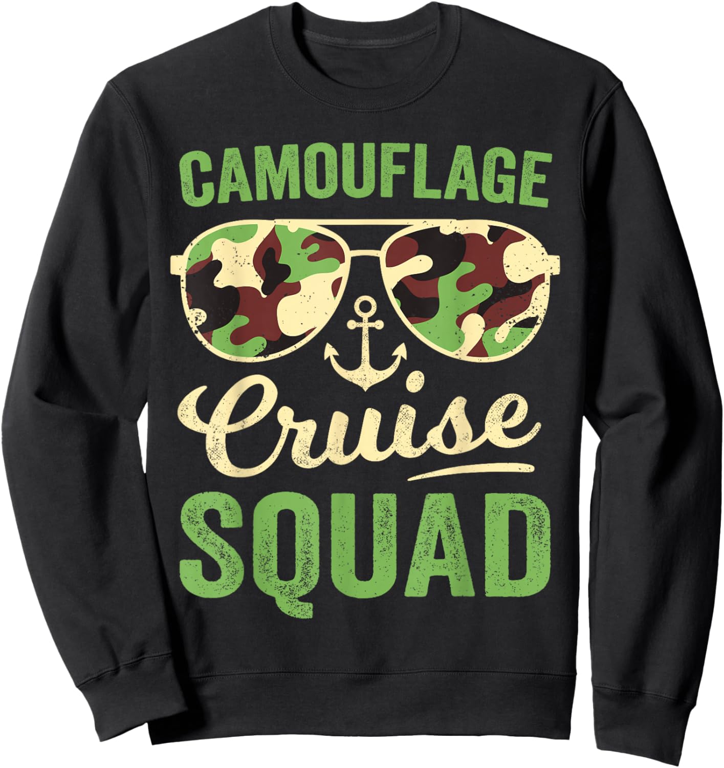 Camouflage Cruise Squad Retro Vintage Family Matching Camo Sweatshirt - Sweatshirt | Black