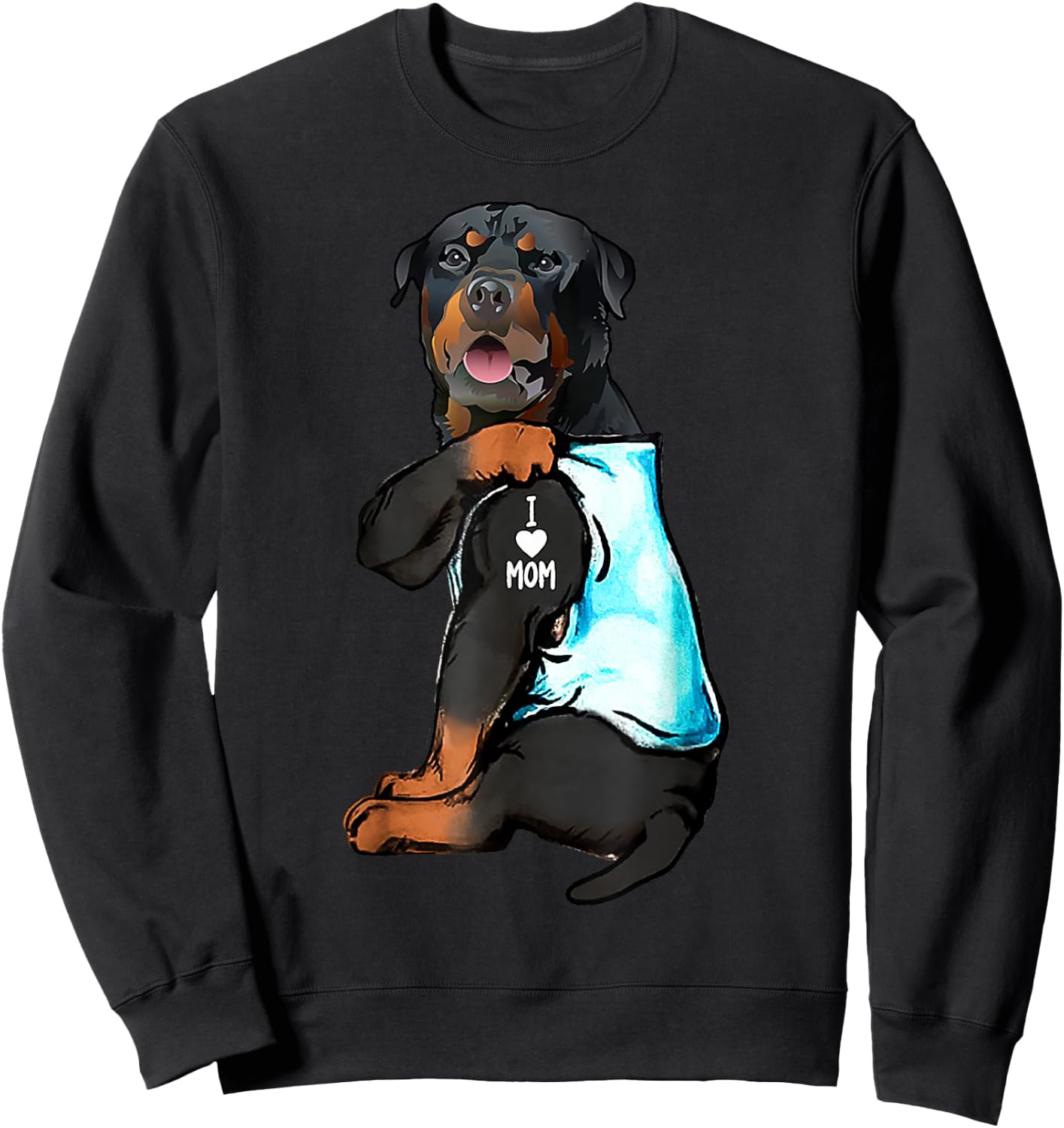 Rottweiler I Love Mom Tattoo Sweatshirt - Sweatshirt | Black