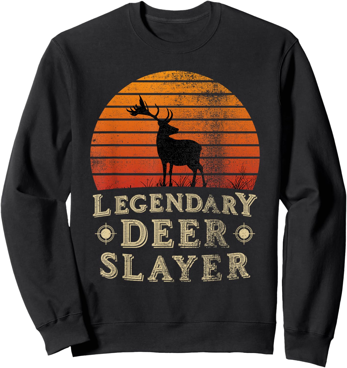 Legendary Deer Slayer Vintage Sunset Deer Hunter Sweatshirt - Sweatshirt | Black