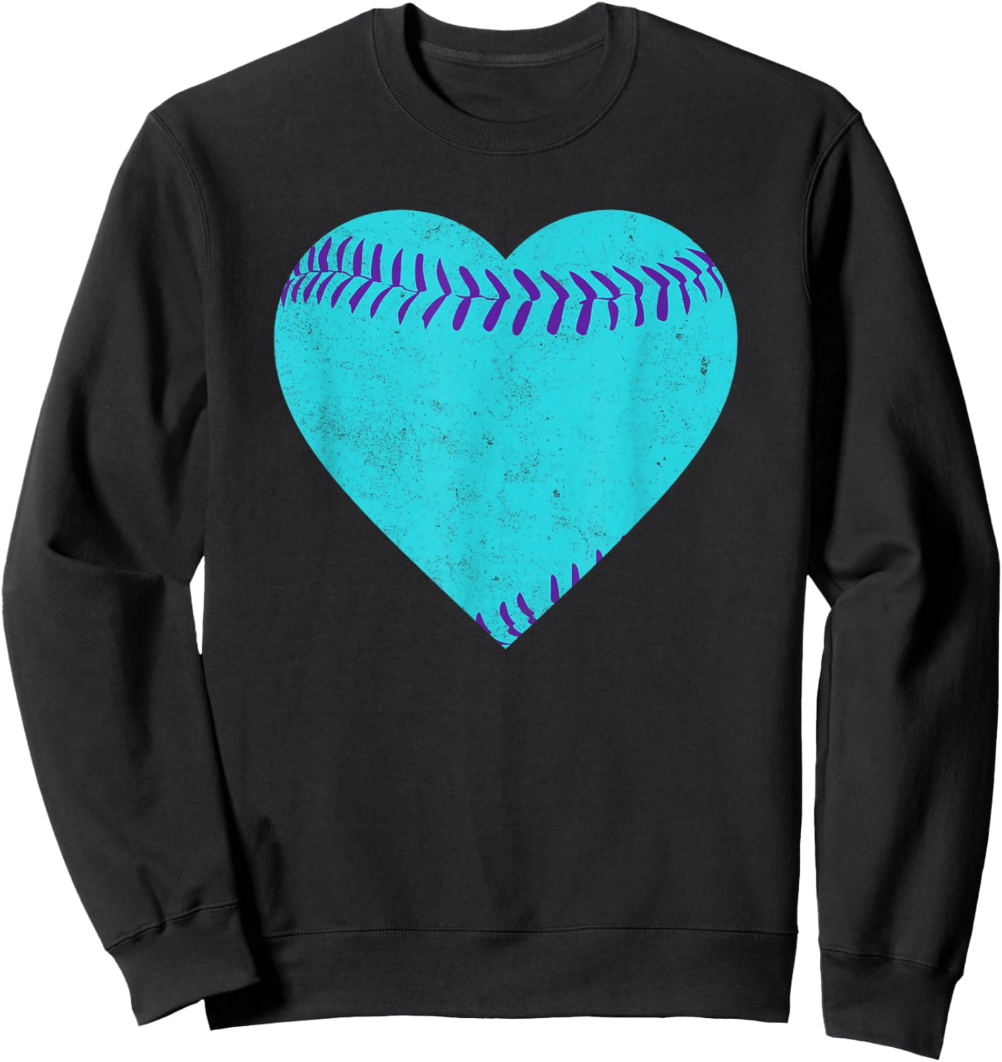 Vintage Teal and Purple Baseball Heart Sweatshirt - Sweatshirt | Black
