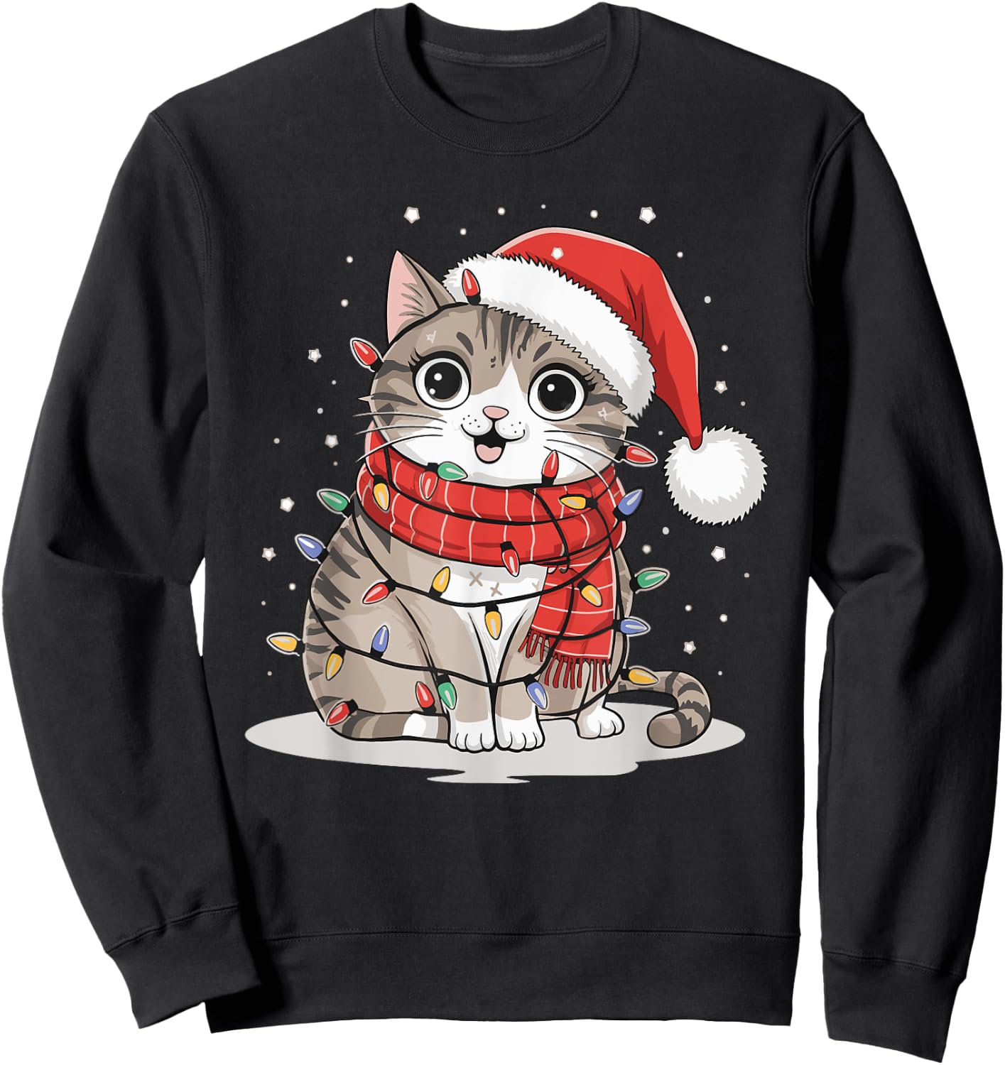 Cat Christmas Men Women Kids Sweatshirt - Sweatshirt | Black