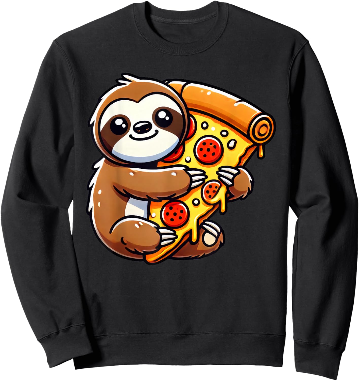 Cute Sloth Holding A Pizza Slice Sweatshirt - Sweatshirt | Black