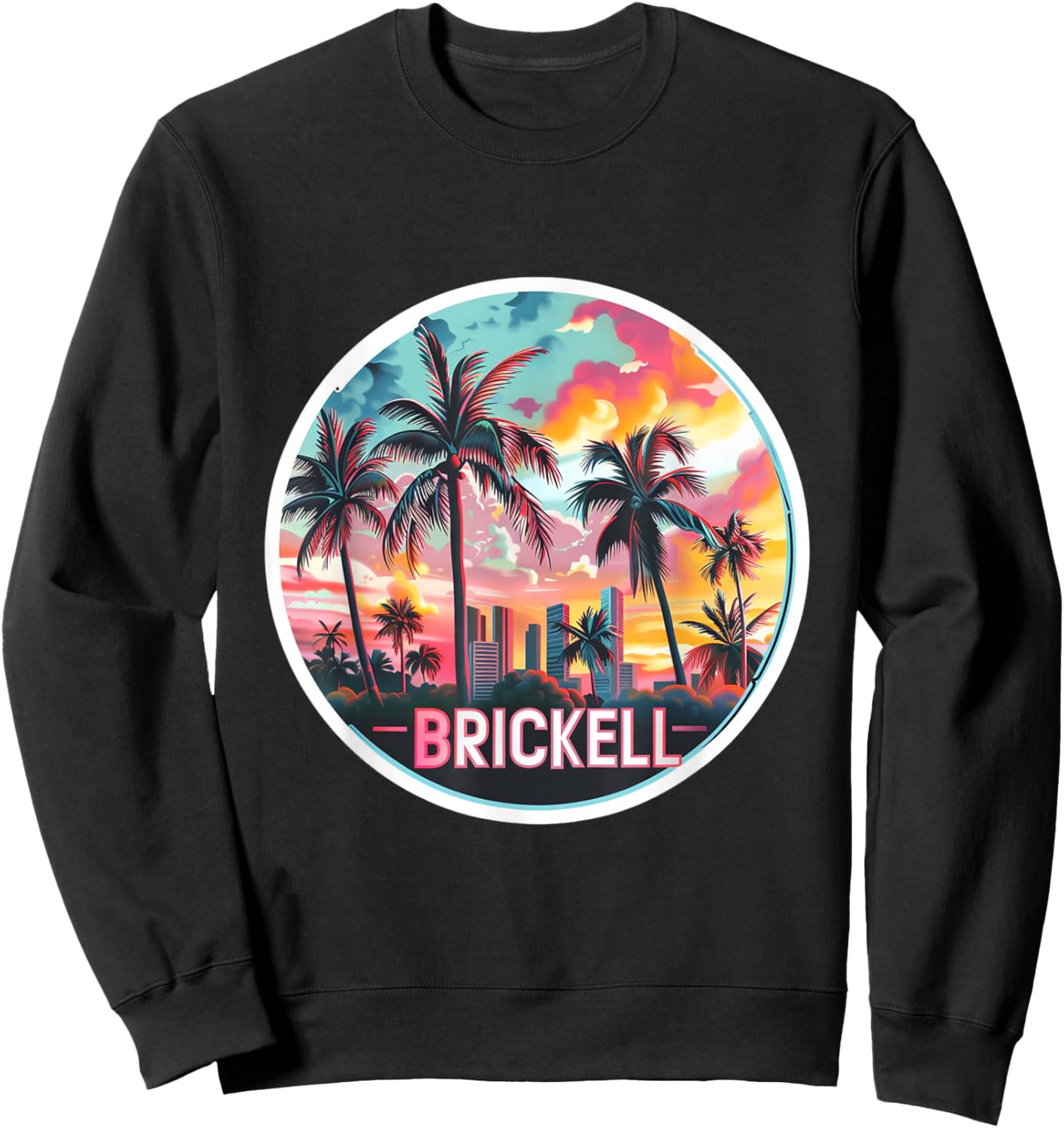 Brickell Miami Florida Squad Vacation Trip Vacay Travel Art Sweatshirt - Sweatshirt | Black