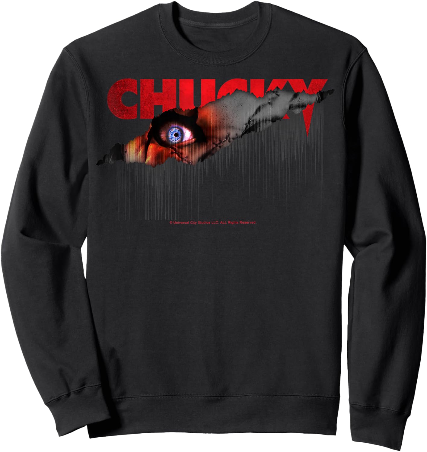 Chucky Shining Blue Eyeball Horror Sweatshirt - Sweatshirt | Black